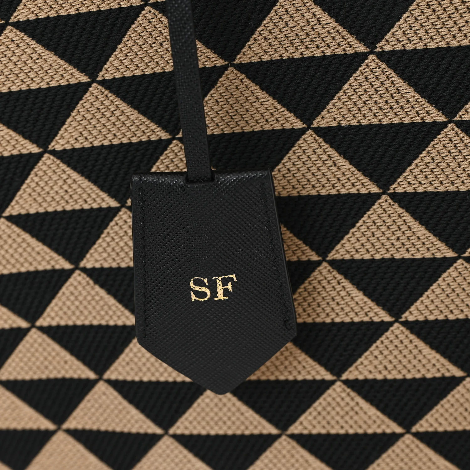 Jacquard Saffiano Triangolo Symbole Embroidered Large Tote Black Corda - Top Club