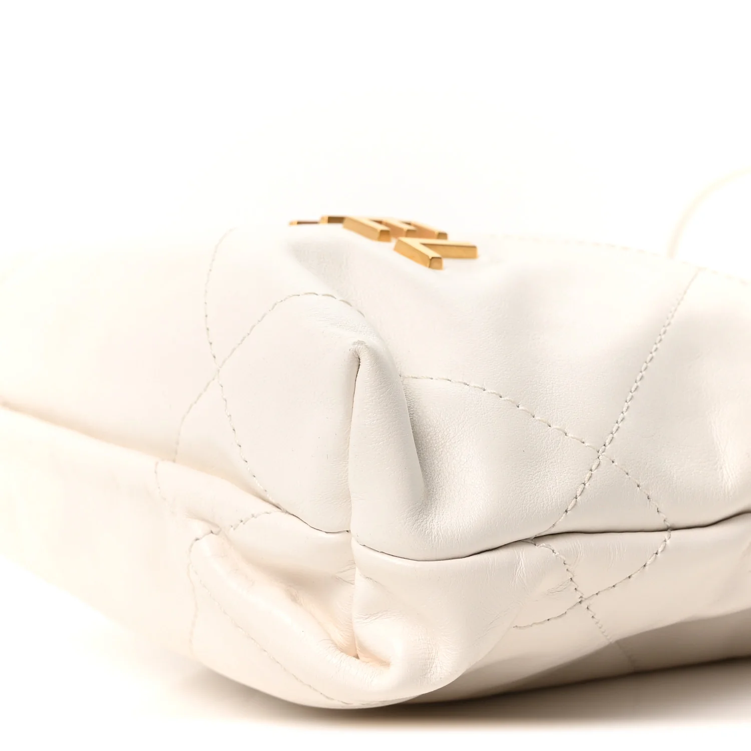 Shiny Calfskin Quilted Mini Chanel 22 White - Top Club