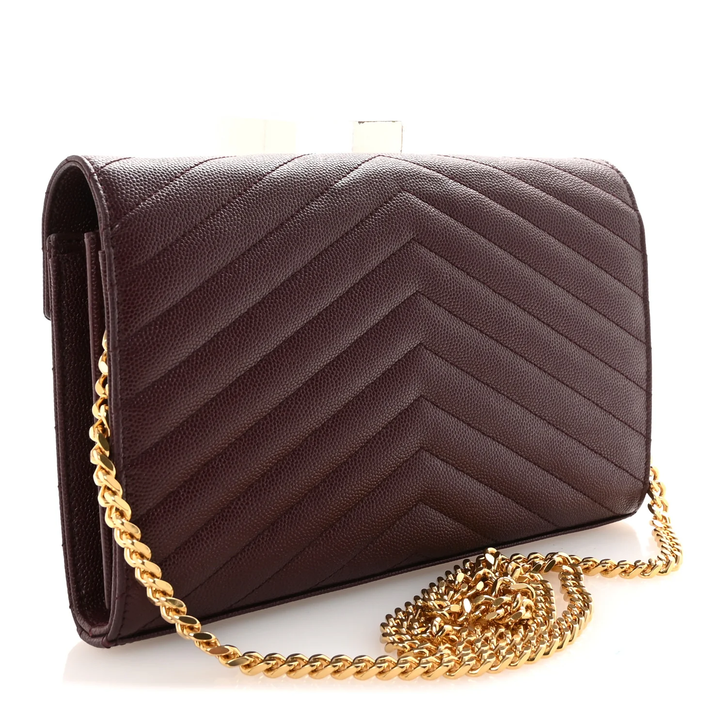 Grain De Poudre Matelasse Chevron Monogram Chain Wallet Rouge Legion - Top Club