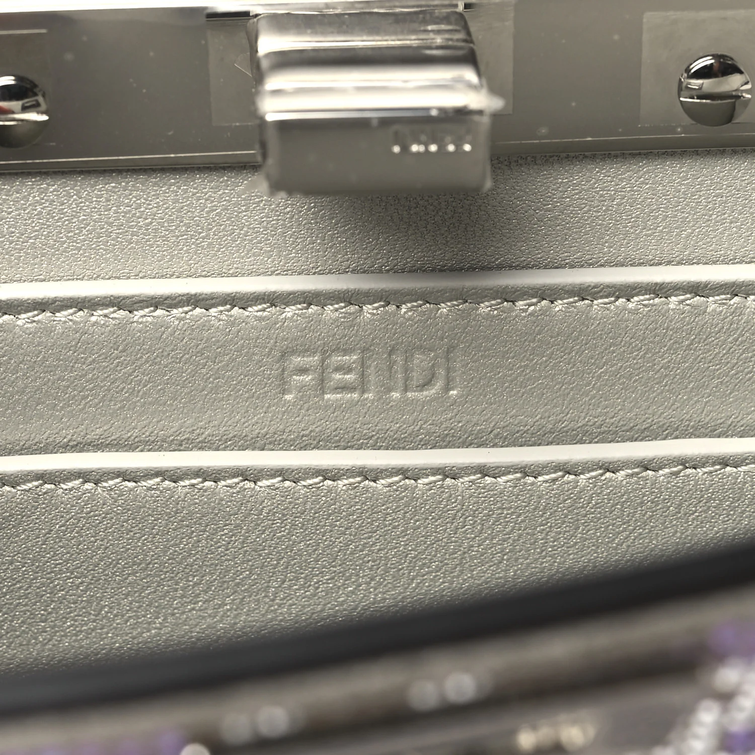 Iridescent Crystal Vitello Laminato Suede FF Petite Peekaboo I SEE U Satchel Cappuccino - Top Club