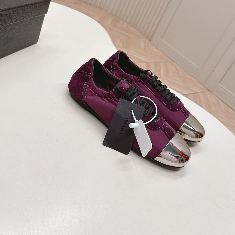 PRADA Collapse Re-Nylon and suede sneakers with metal toecap - Top Club