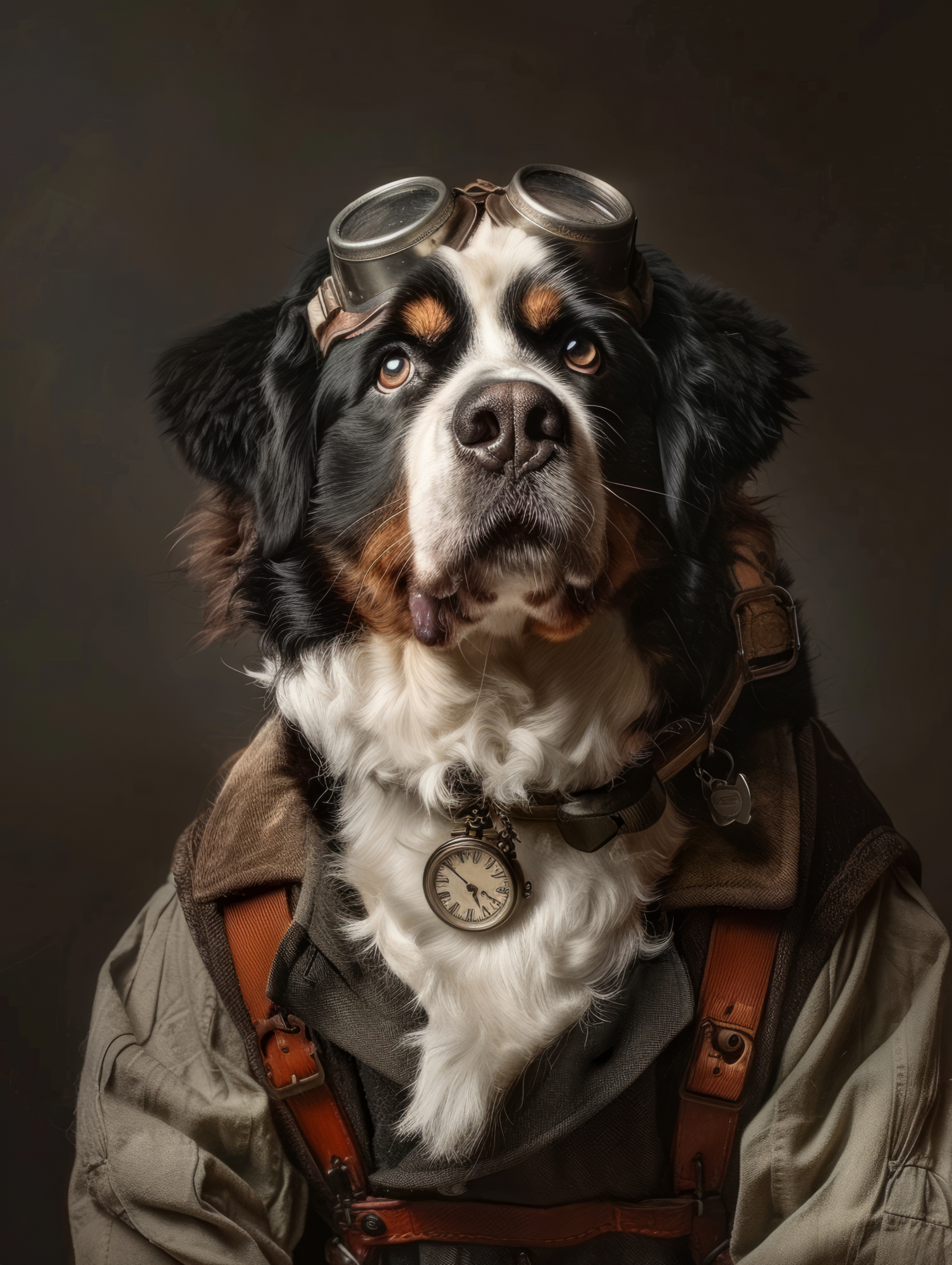 Canvas schilderij van een Berner Sennenhond 100x200 cm
