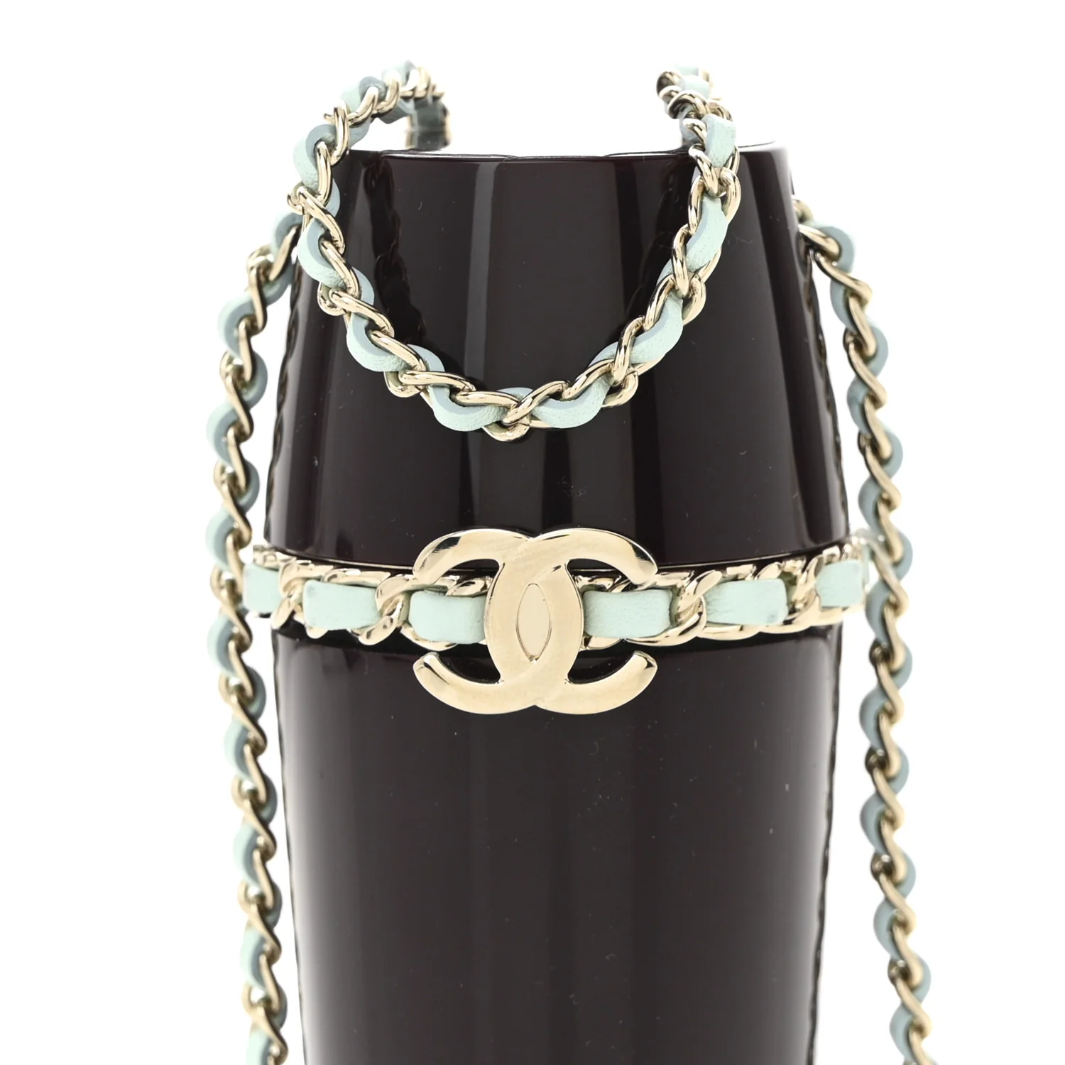 Lucite Lipstick Case On Chain Burgundy Blue - Top Club