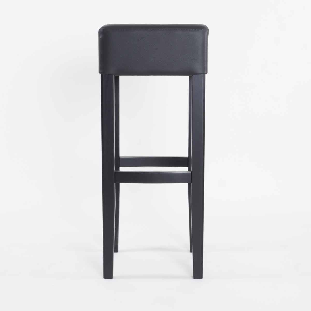 Houten barkruk Alexander zwart met leren zitting - 80 cm