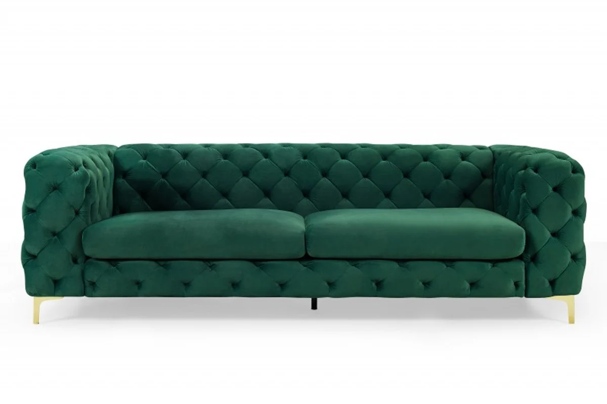 Chesterfield sofa in green / gold 240 x 97 x H. 73cm - Designer Chesterfield sofa