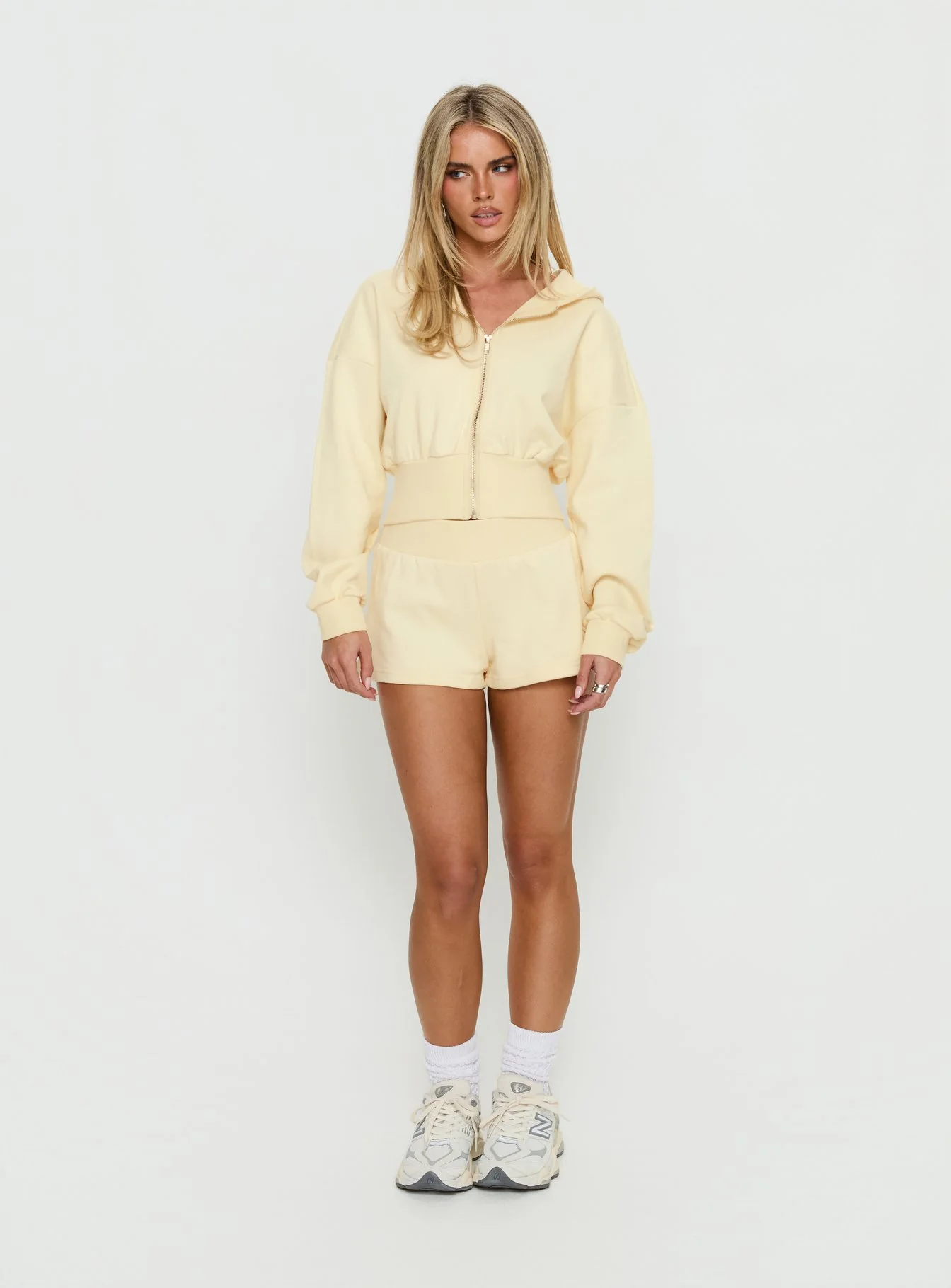 Daytime Cropped Blouson Hoodie Buttercream