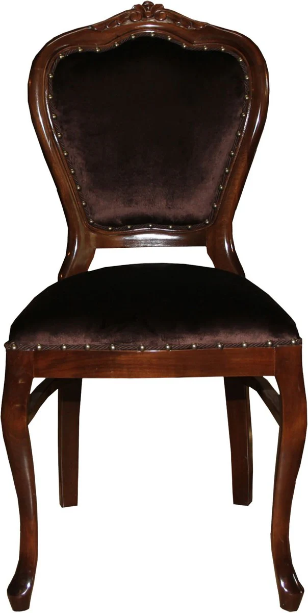 Baroque Luxury Dining Chair Brown/Brown - Women's Dressing Table Chair - Limited Edition