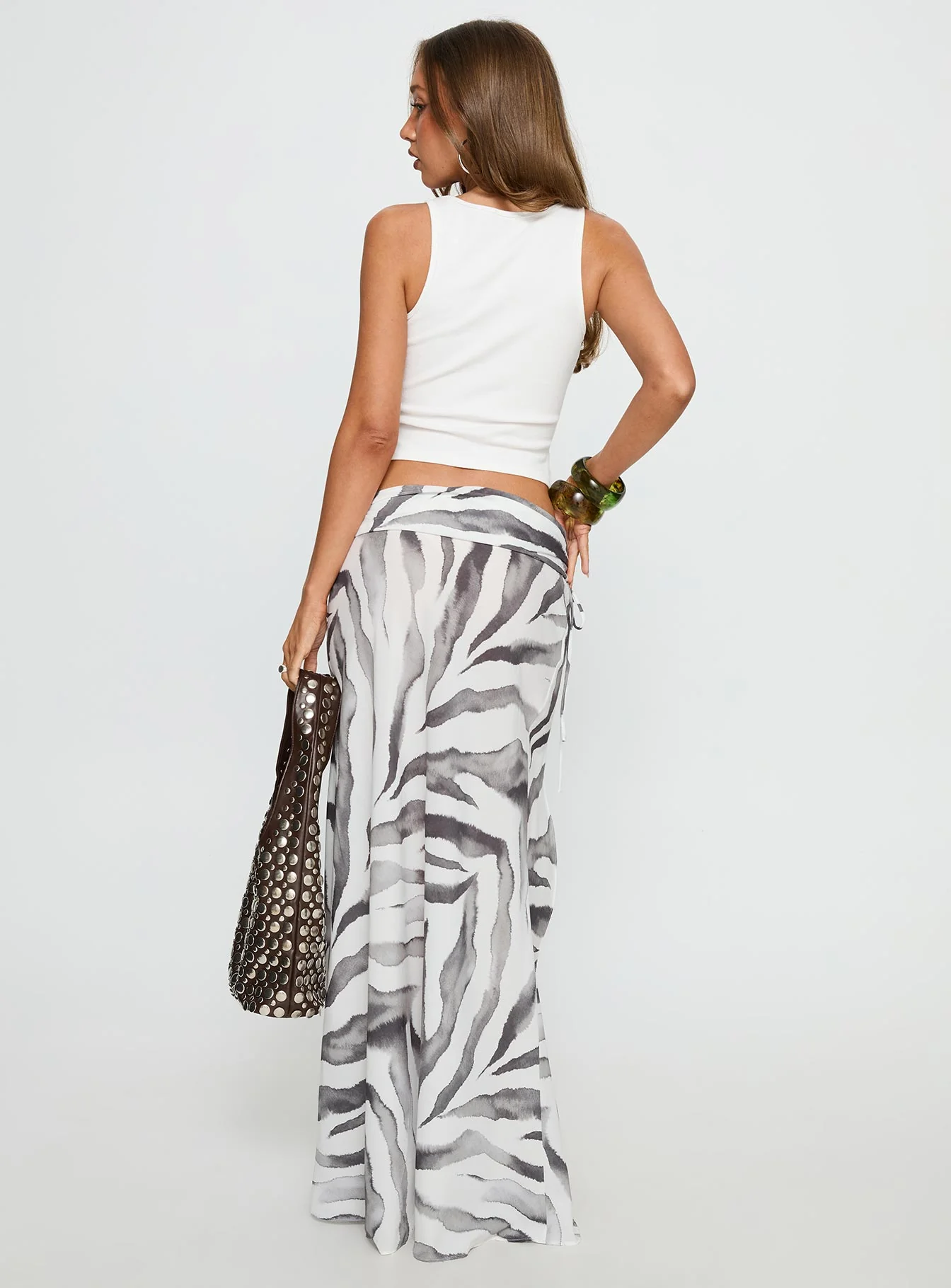 Kiden Split Maxi Skirt Zebra