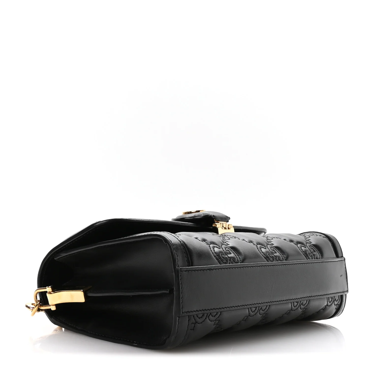 Calfskin GG Matelasse Small Flap Shoulder Bag Black Natural - Top Club
