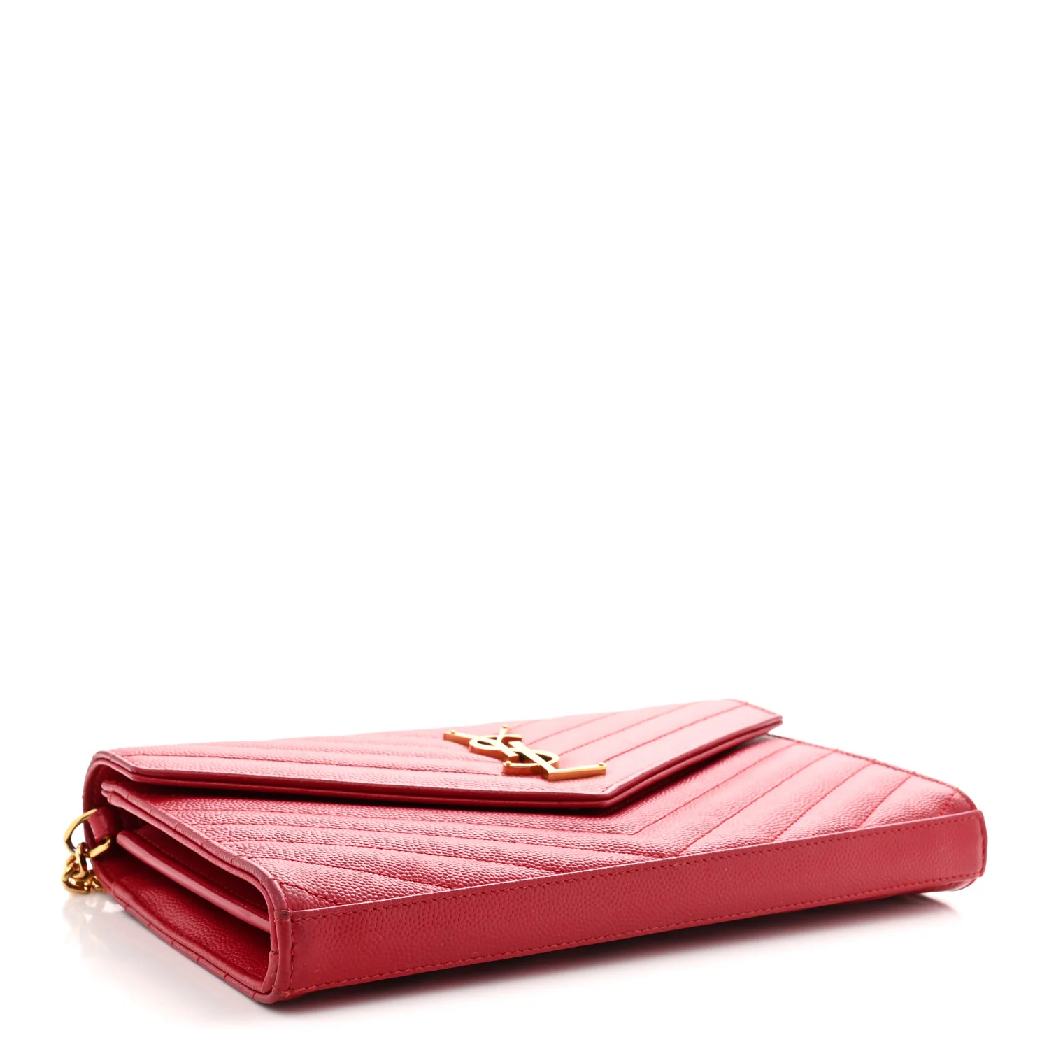 Grain De Poudre Matelasse Chevron Monogram Chain Wallet New Red - Top Club