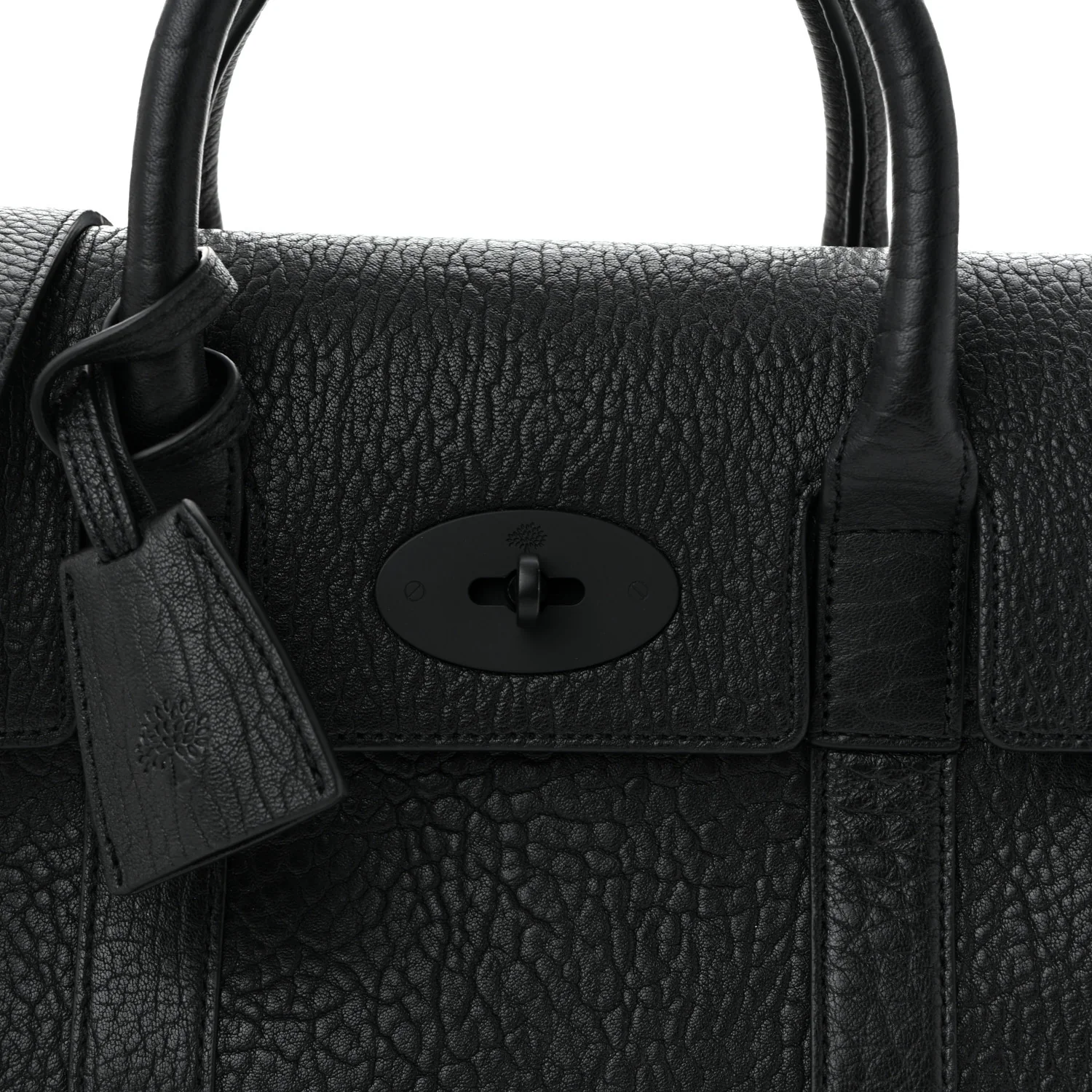 Natural Grain Small Bayswater Satchel Black - Top Club