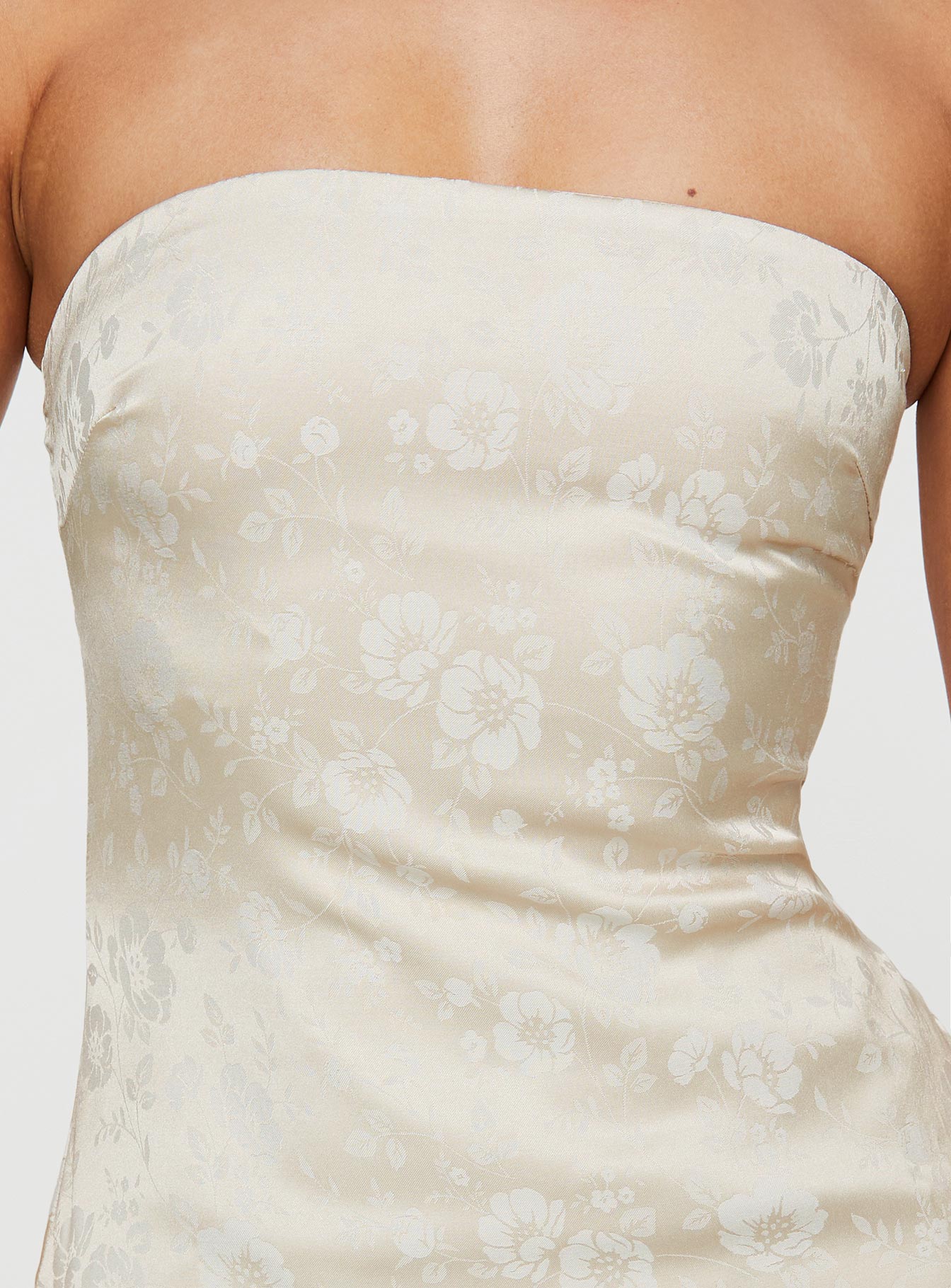 Ramie Strapless Mini Dress Champagne