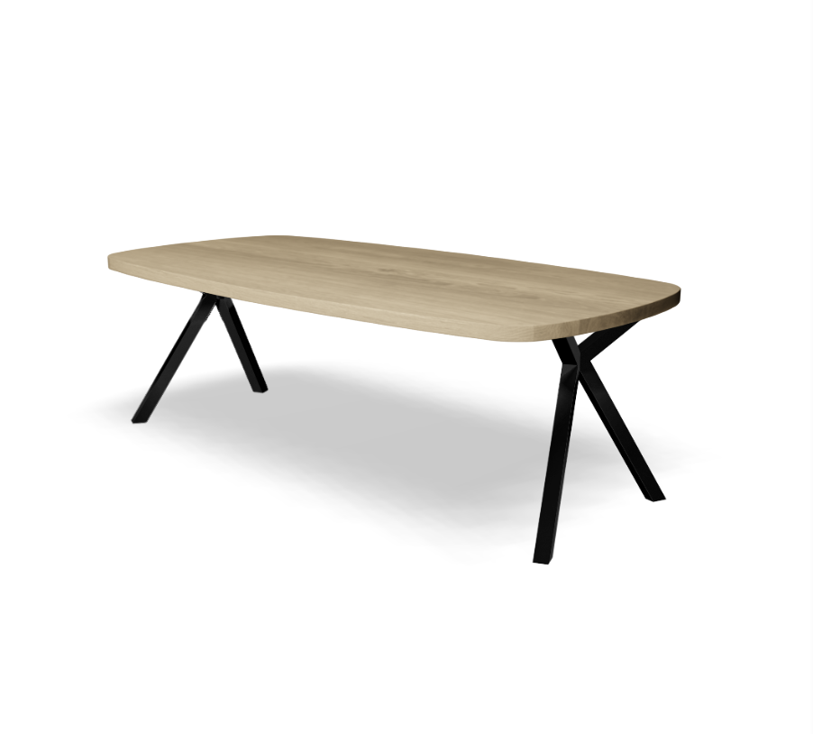 Firma Hout & Staal Eettafel Deens ovaal | xy schuin | matte lak Eettafel Leaf | 260*100cm | Swissline | Matte lak