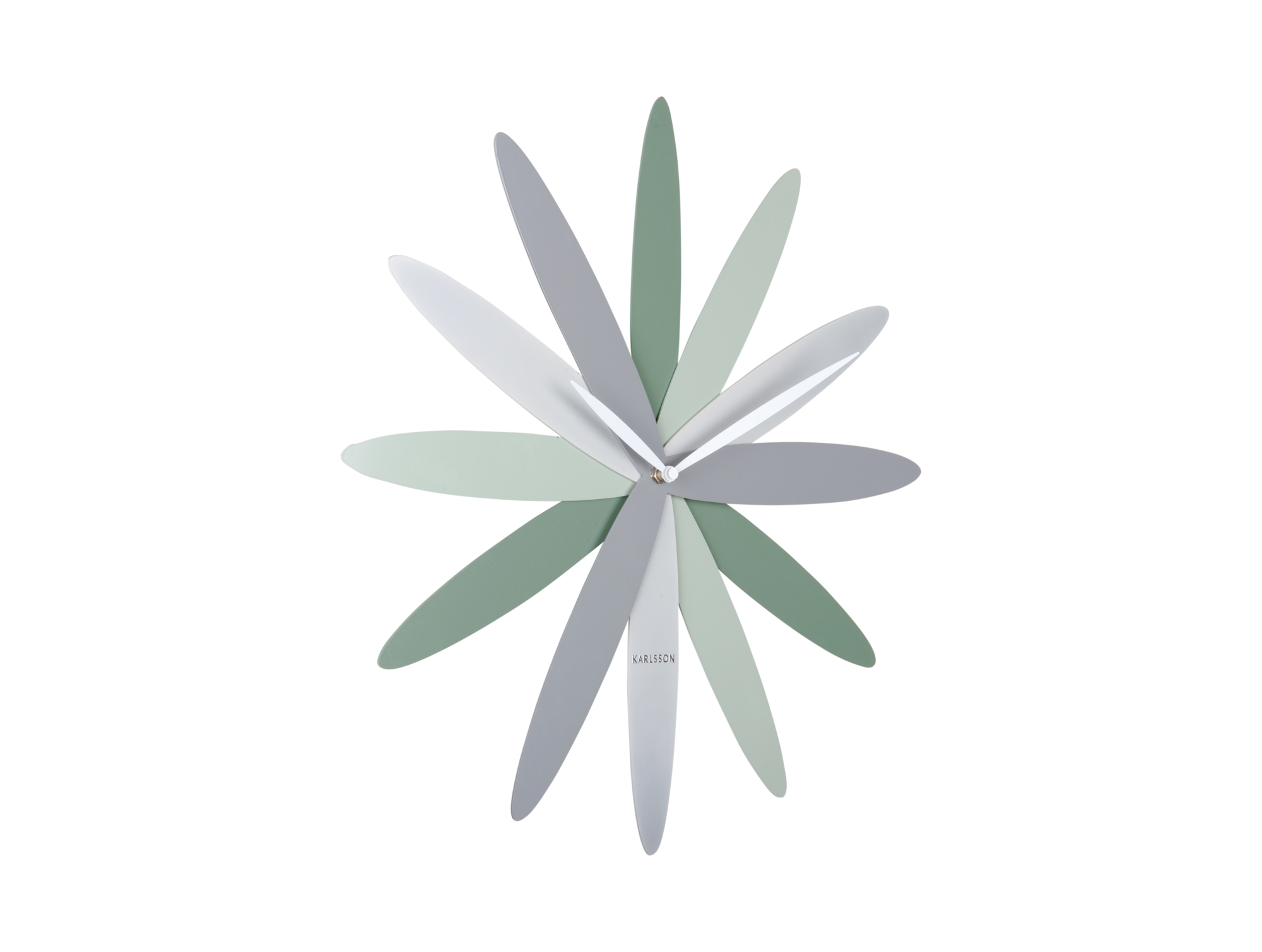 Wall clock Bloom metal green tones