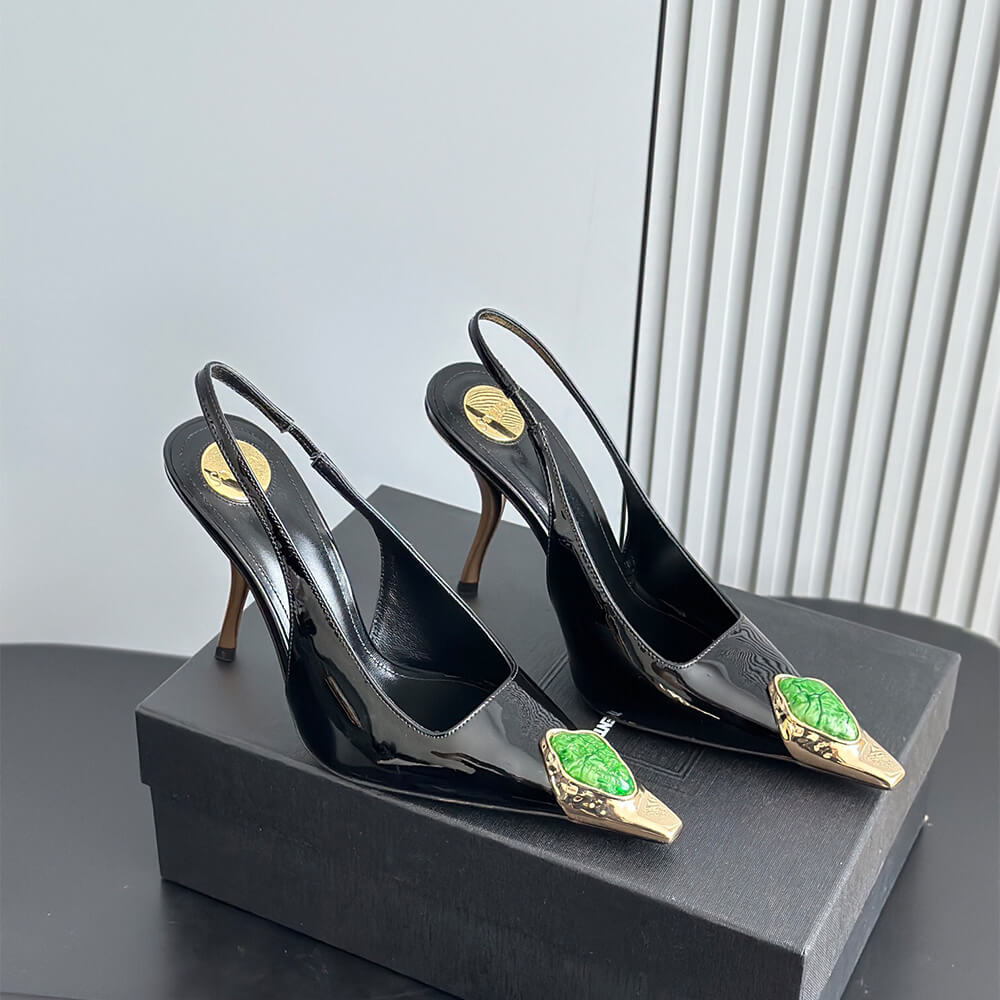 YSL Loulou Slingback Pumps in Patent Leather - Top Club