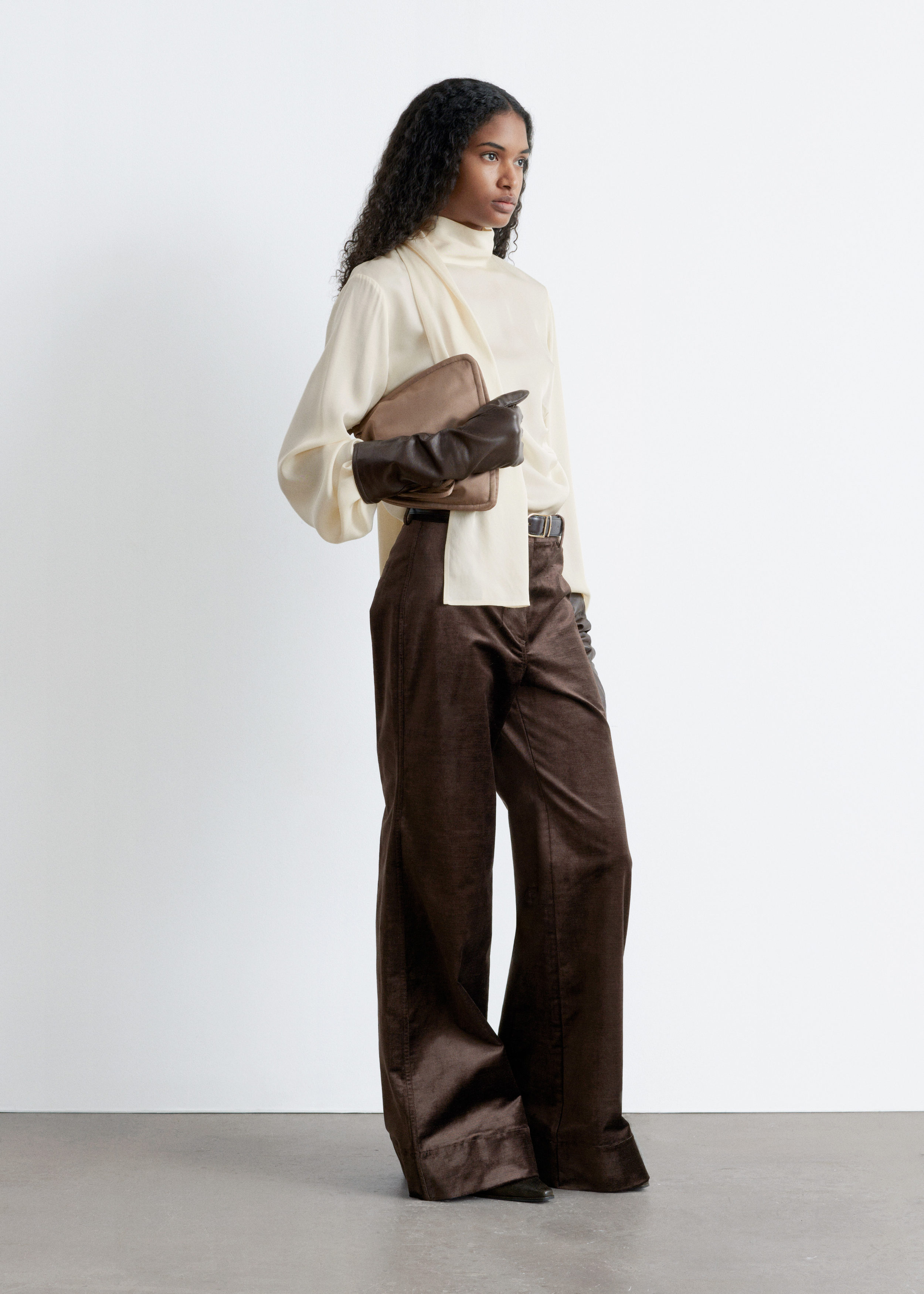 & Other Stories SCARF-DETAIL SATIN BLOUSE