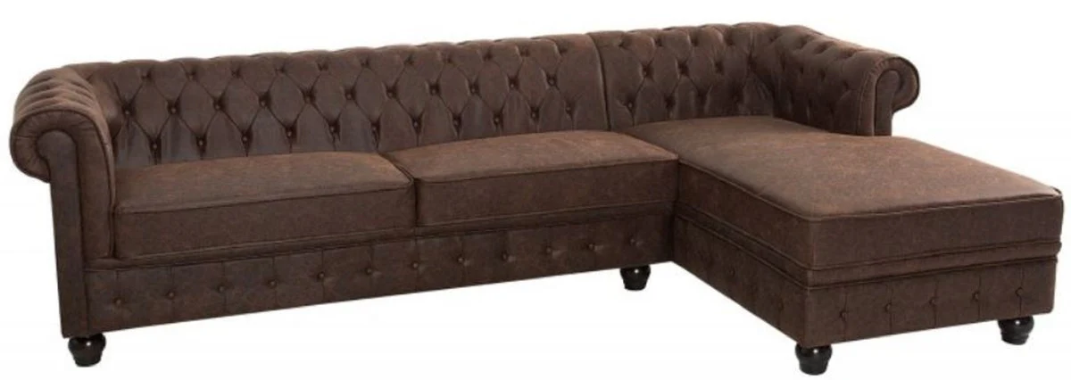 Chesterfield corner sofa vintage brown 280 x 165 x H. 73 cm - Faux leather living room sofa - Chesterfield furniture