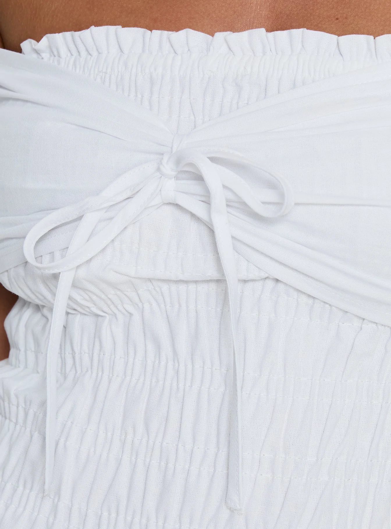 Avalynn Off Shoulder Shirred Top White