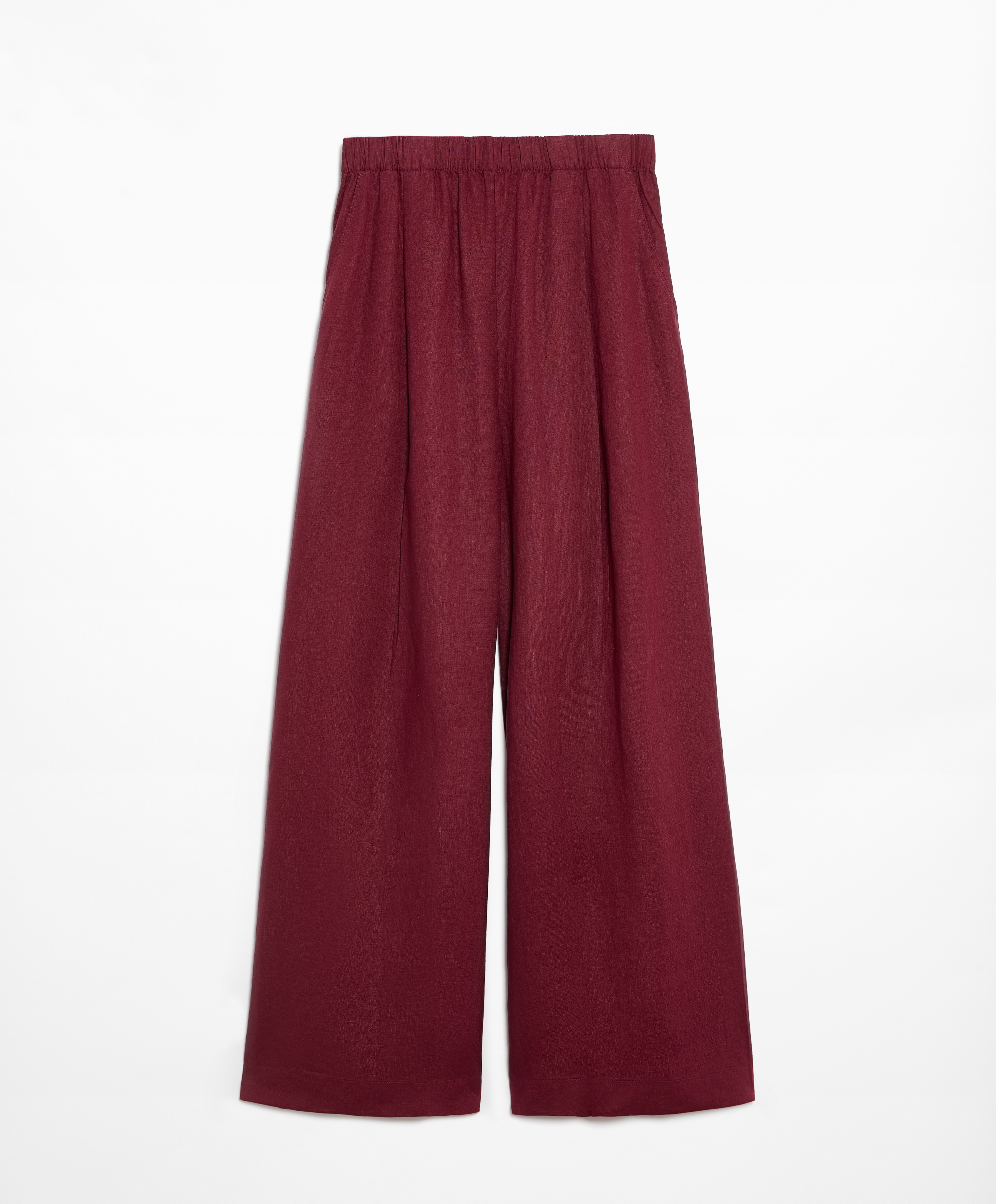 OYSHO 100% linen wide straight-leg trousers