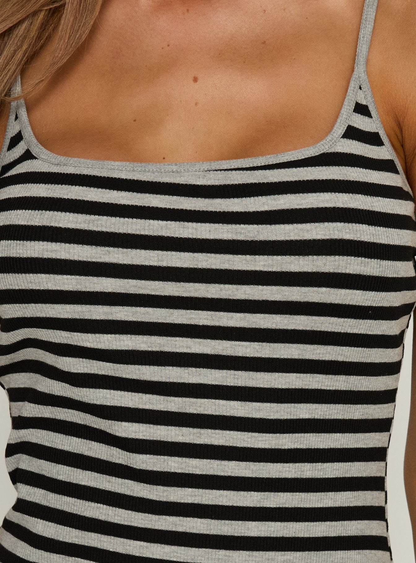 Rydar Scoop Mini Dress Grey / Black Stripe