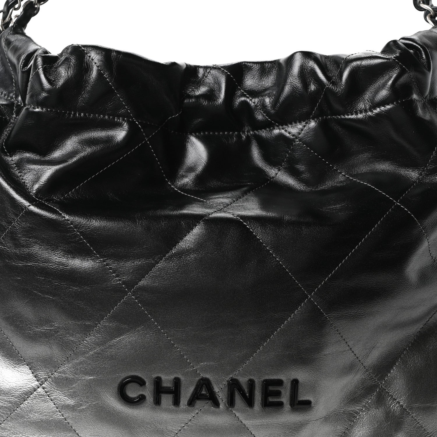 Metallic Shaded Calfskin Quilted Chanel 22 Black Silver - Top Club
