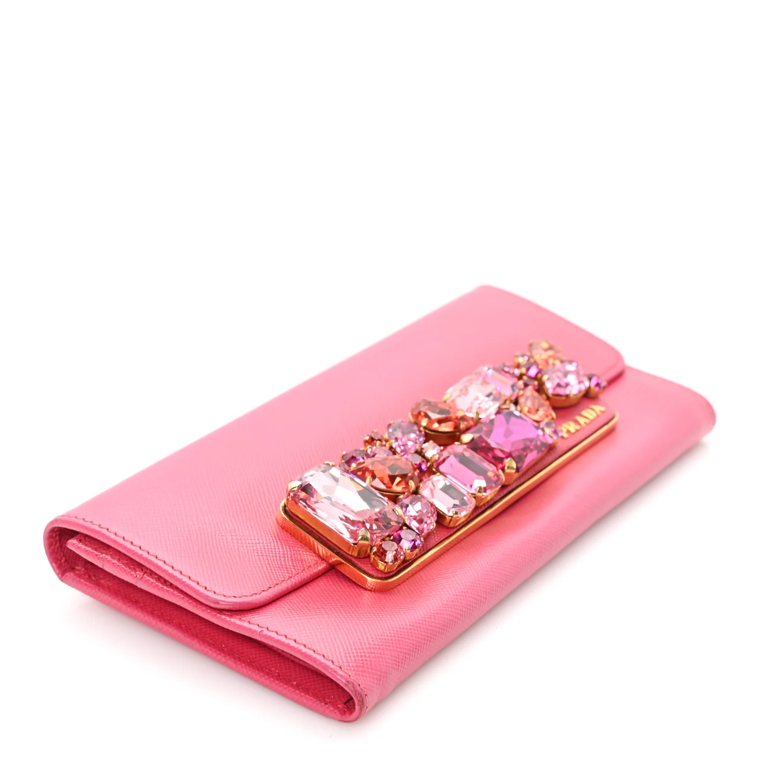 Saffiano Crystal Continental Flap Wallet Peonia - Top Club