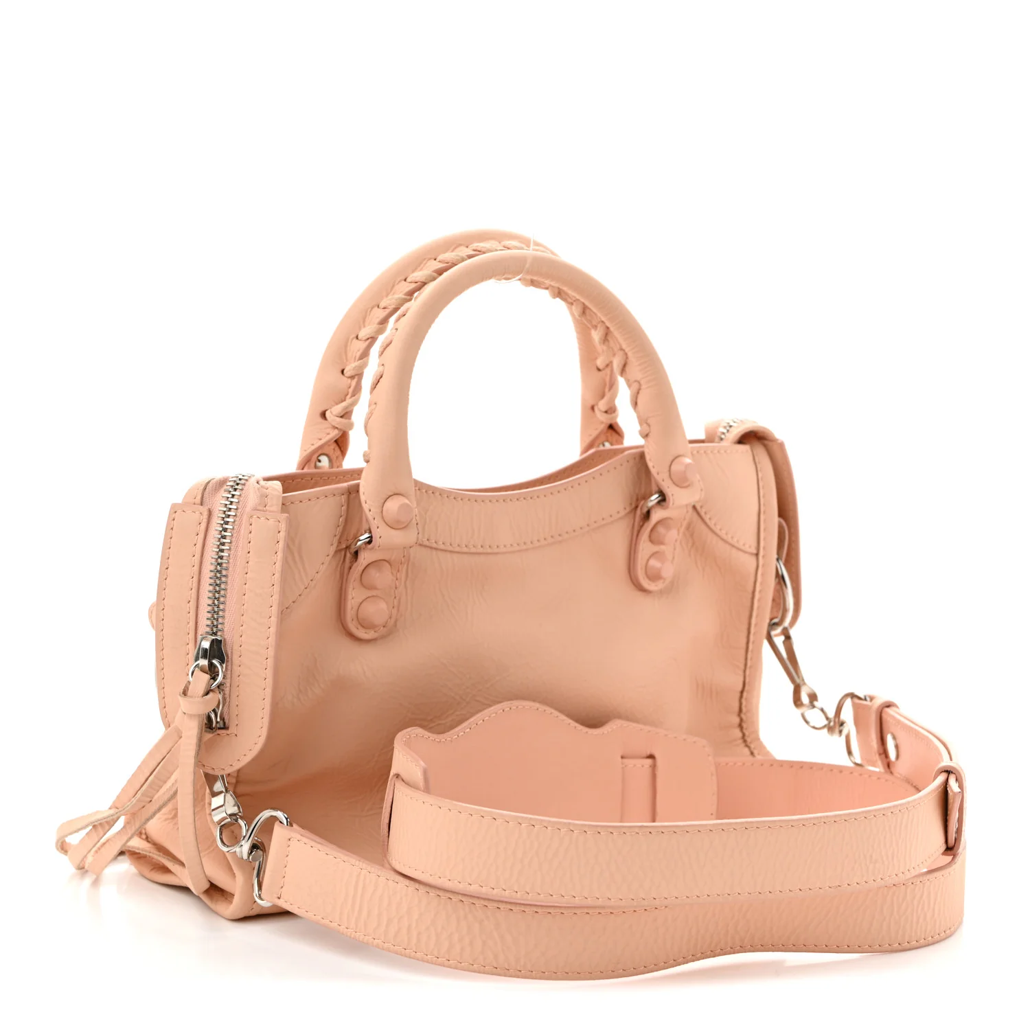 Matte Goatskin Rubber Covered Classic Hardware Mini City Rose Poudre - Top Club