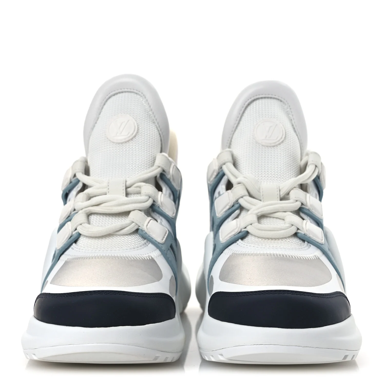 Calfskin Technical Nylon LV Archlight Sneakers 38 White Blue Gris - Top Club