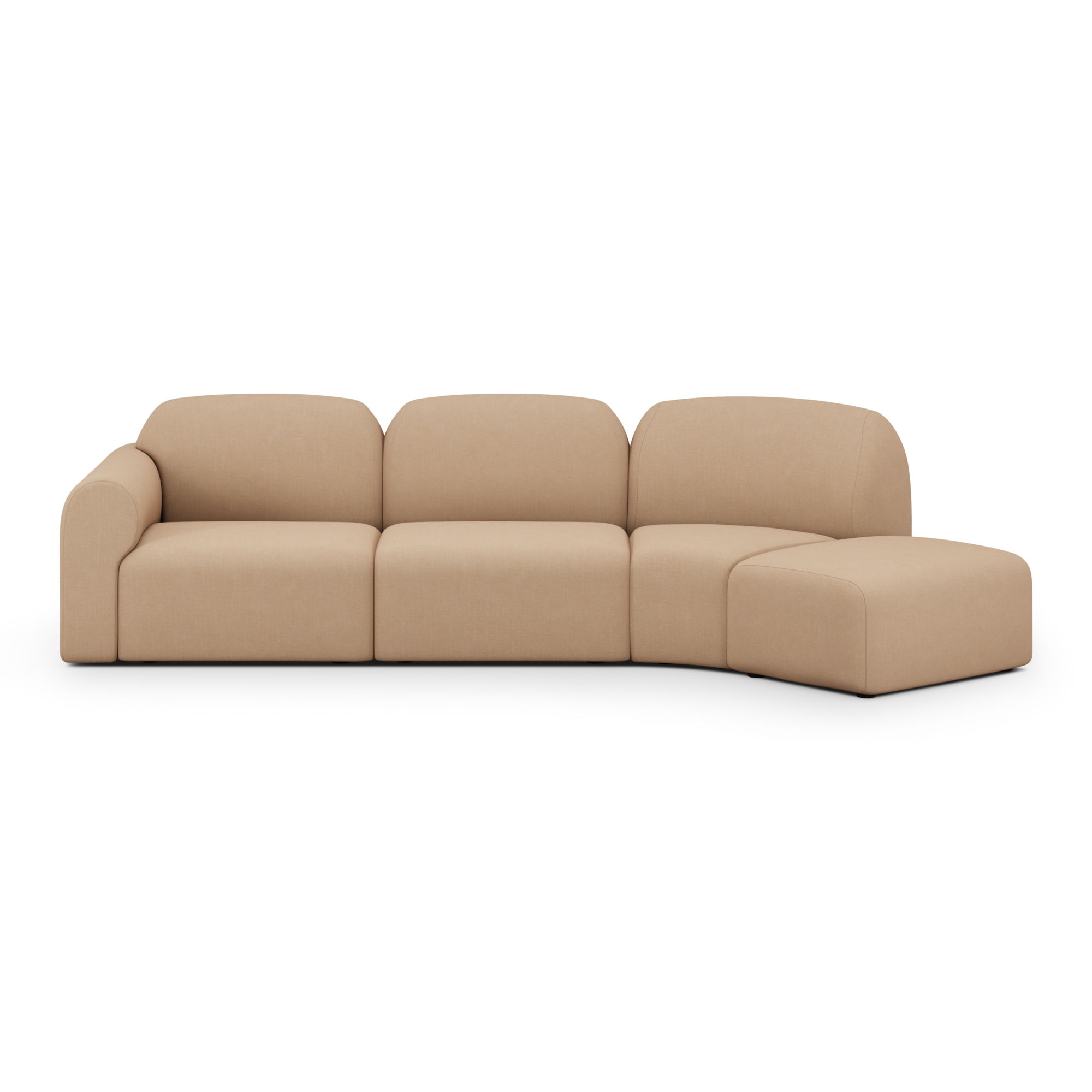 Modulaire bank Bulky rechts 45° hoek voetenbank light sepia