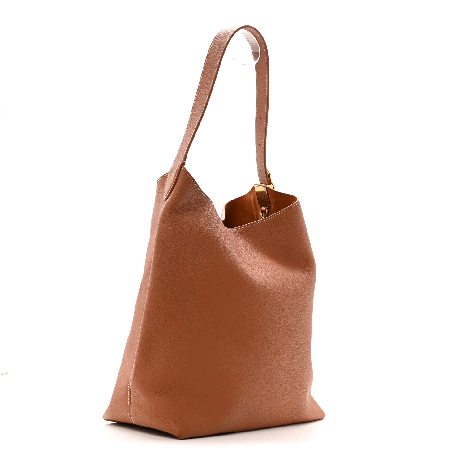 Grained Calfskin Low Key Hobo MM Cognac - Top Club
