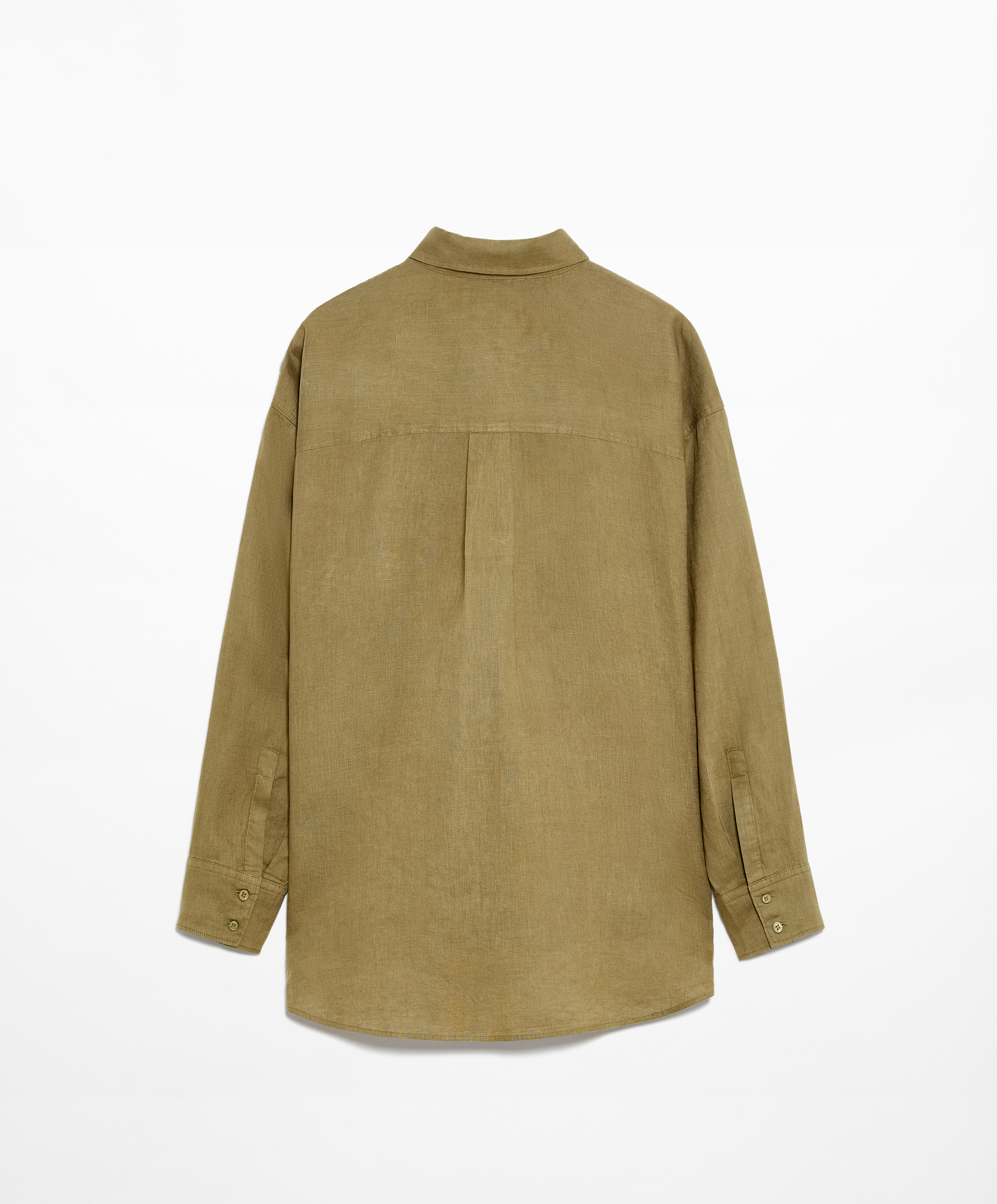 OYSHO 100% linen long-sleeved shirt with pockets