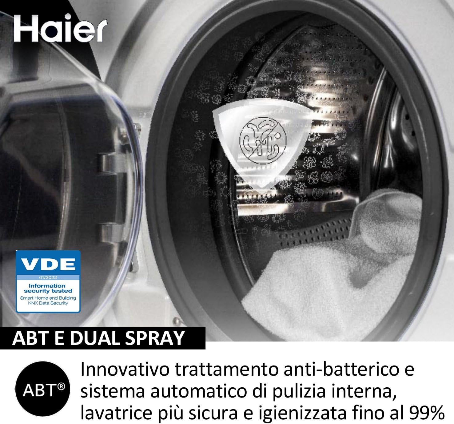 Haier HW70-BP14929-S Serie I-Pro 3, Lavatrice slim 7 Kg a Carica Frontale, 1400 Giri, Programma vapore Refresh, Trattamento Antibatterico, Libera Installazione, 60 * 48 * 85 cm, Classe A -10%