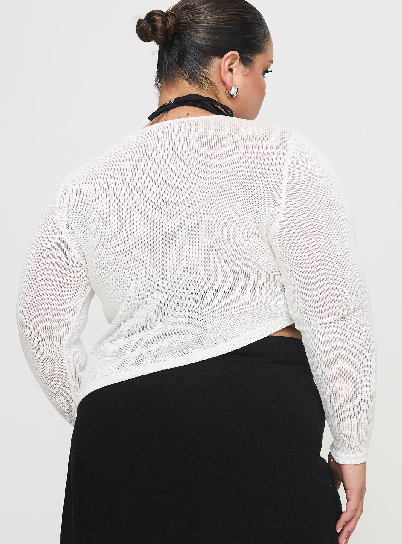 Pratt Long Sleeve Top White Curve