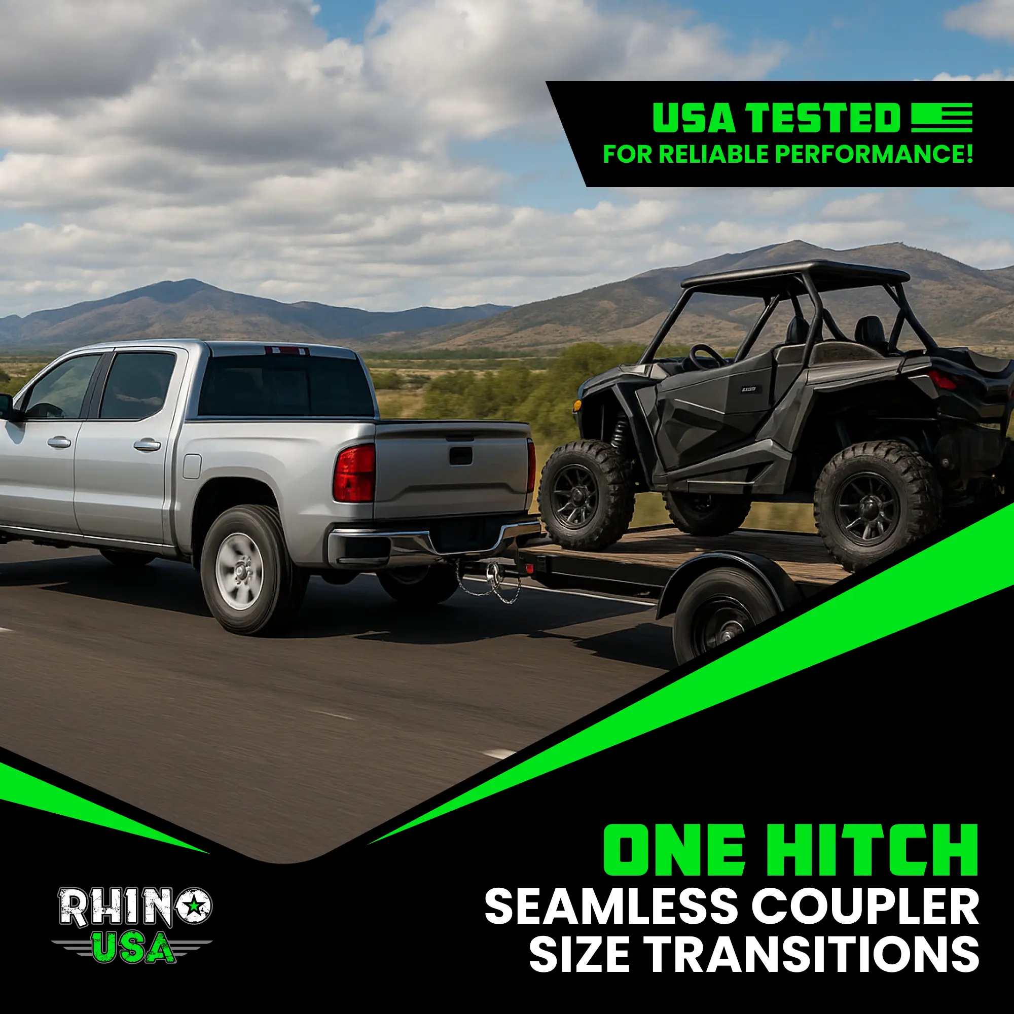 Rhino USA Dual Ball Hitch, Heavy Duty Reversible Tow Hitch Fits 2