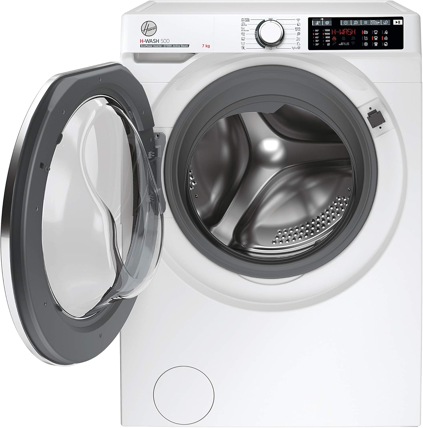 Hoover H-WASH 500 Lavatrice Slim 7 Kg, Libera Installazione, Carica Frontale, Classe A, 1300 Giri, Wi-Fi + BLE, Controllo da App hOn, Motore Eco Power Inverter, 60 x 45 x 85 cm, Bianca - HW4 37AMC/1-S