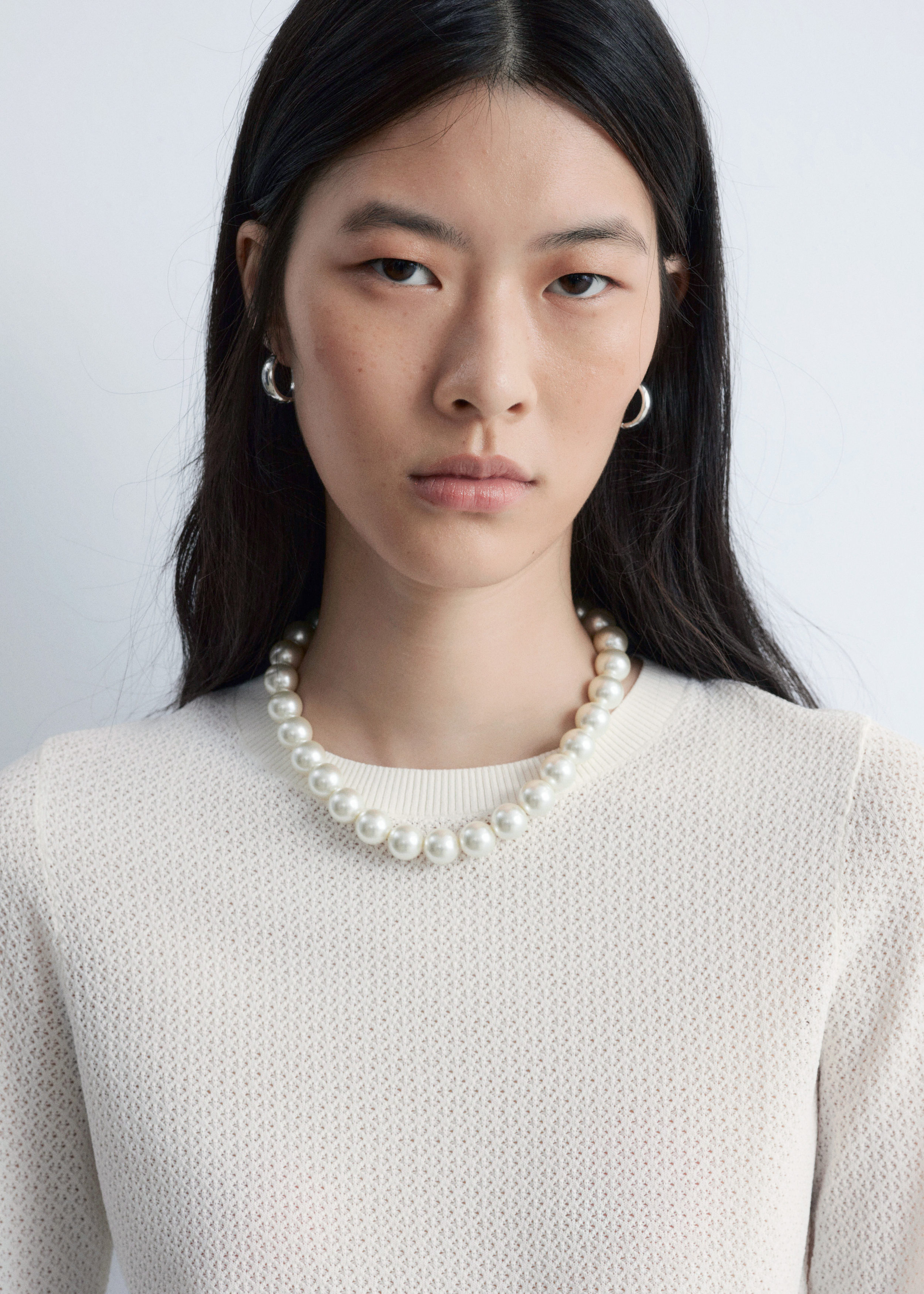 & Other Stories LONG-SLEEVE POINTELLE-KNIT TOP