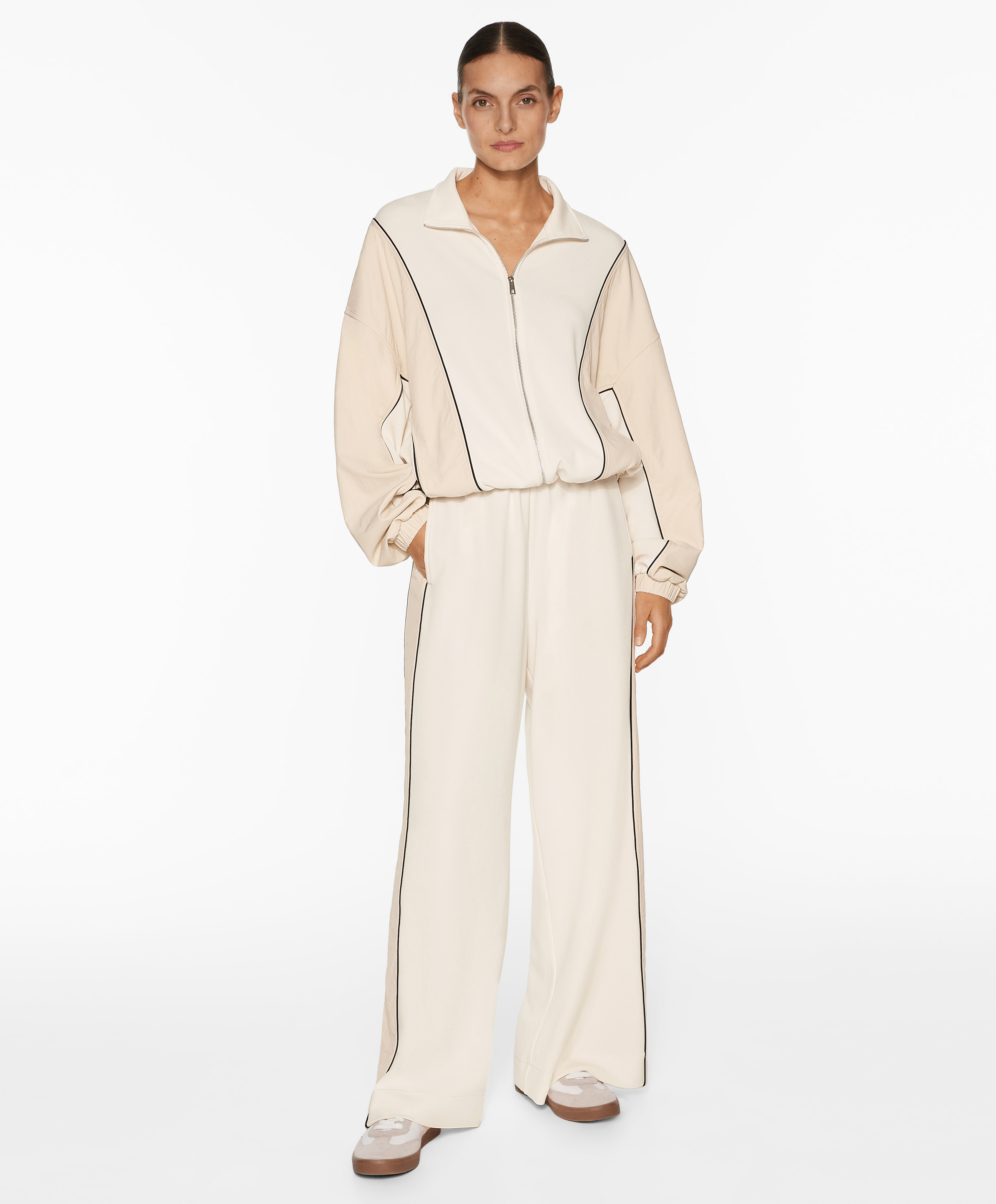 OYSHO Side appliqué straight-leg trousers with modal