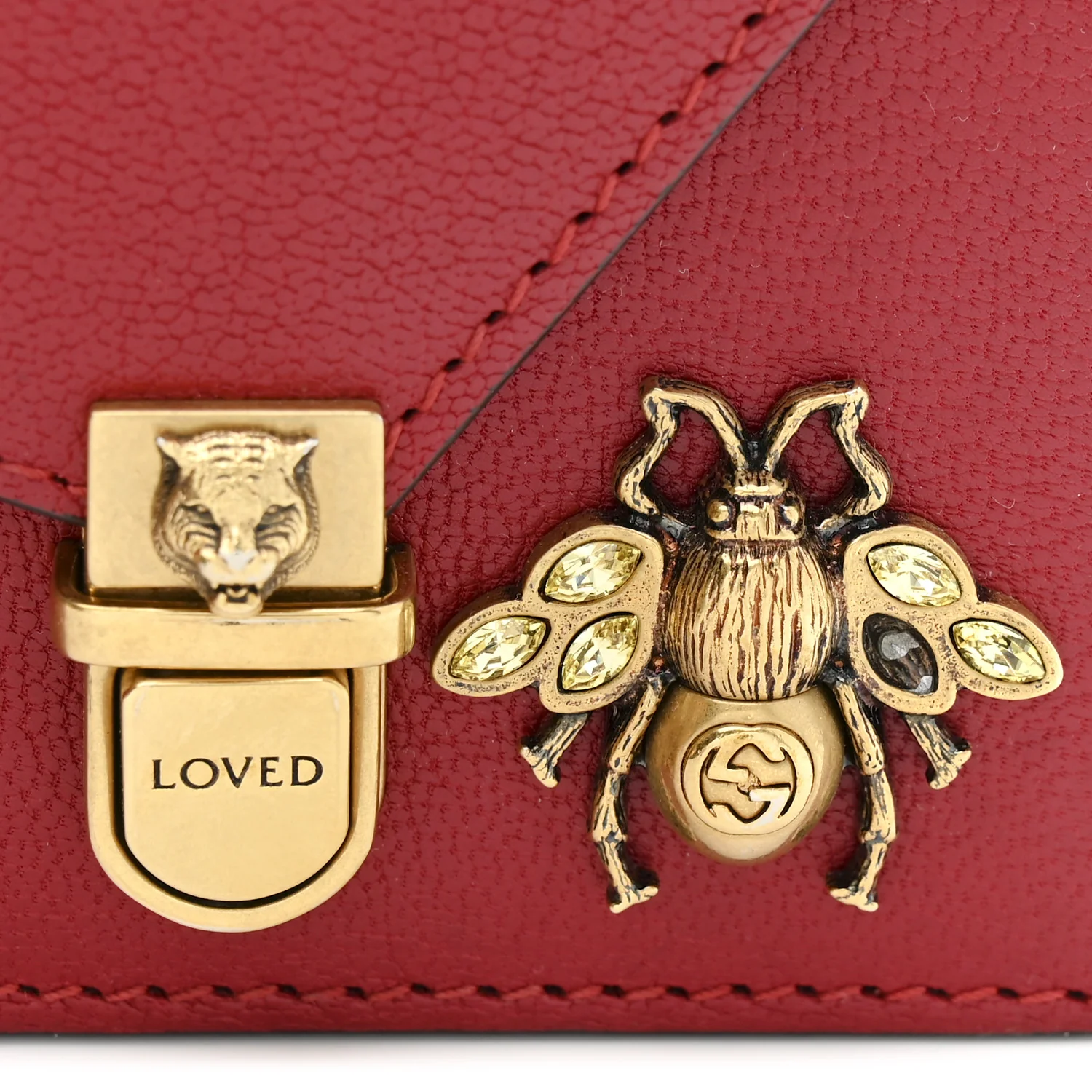 Calfskin Snakeskin Studded Small Ottilia Top Handle Bag Hibiscus Red - Top Club