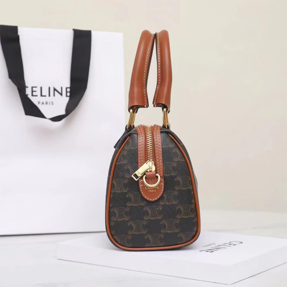 CELINE Small Boston IN Triomphe Canvas and calfskin - Top Club