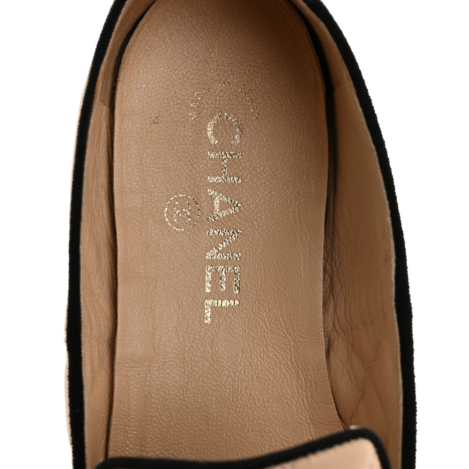 Lambskin Quilted Cap Toe Slipper With Pouch 39 Beige Black - Top Club