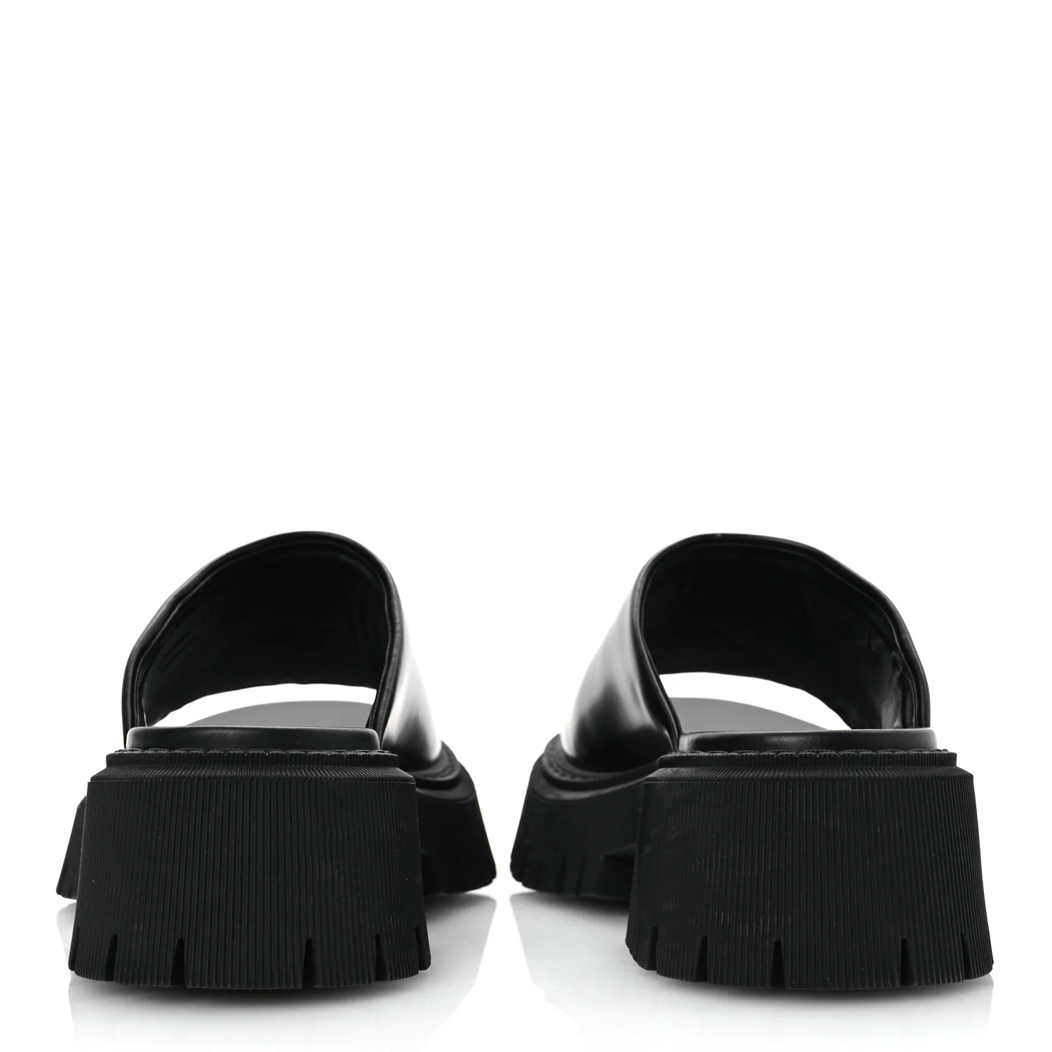 Jive Smooth Calfskin Logo Embossed Womens Tractor Platform 38 Black - Top Club