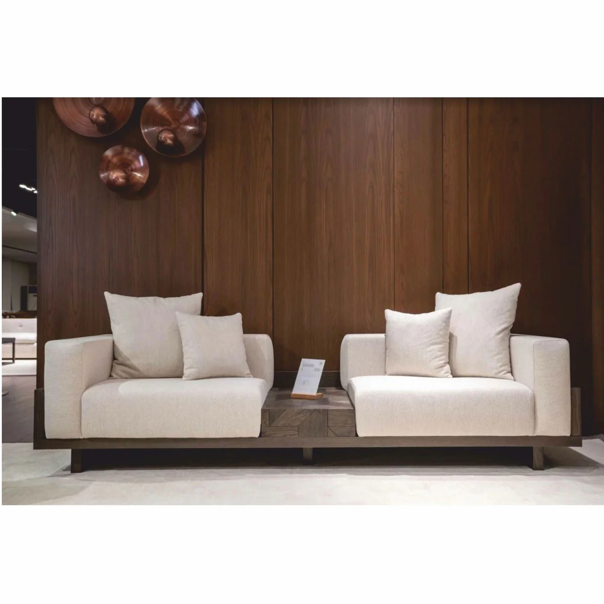 Luxury Sofa Cream / Dark Brown 260 cm - Living Room & Hotel Furniture