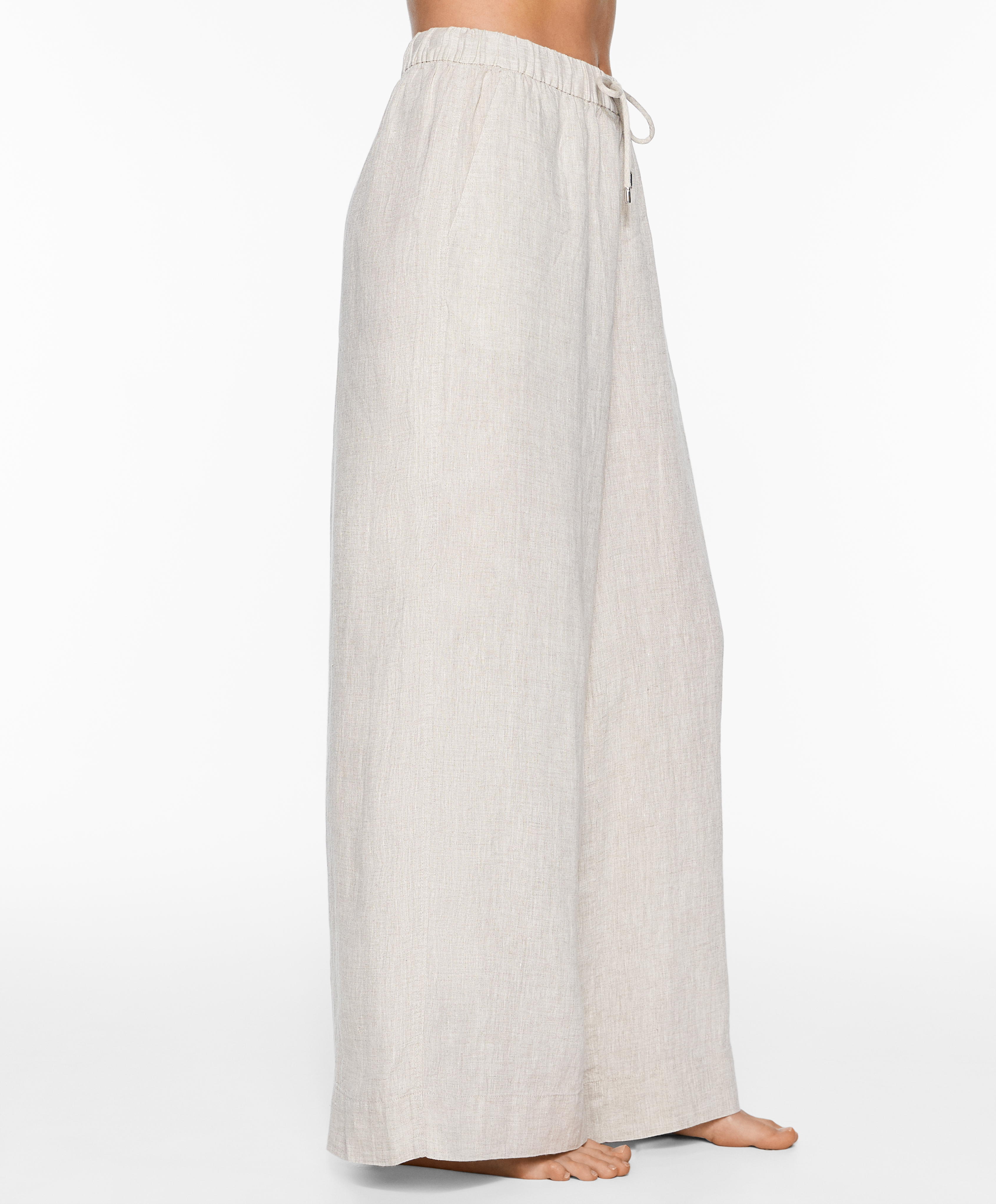 OYSHO 100% linen wide straight-leg trousers
