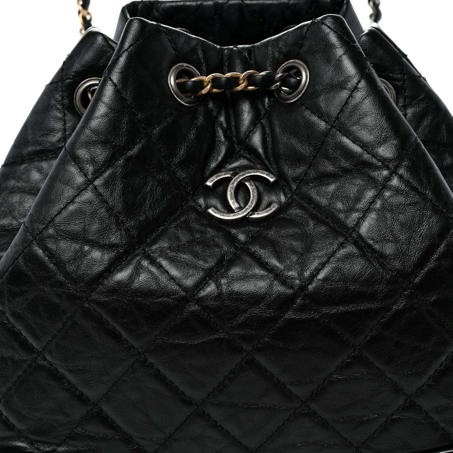 Aged Calfskin Quilted Small Gabrielle Backpack Black - Top Club