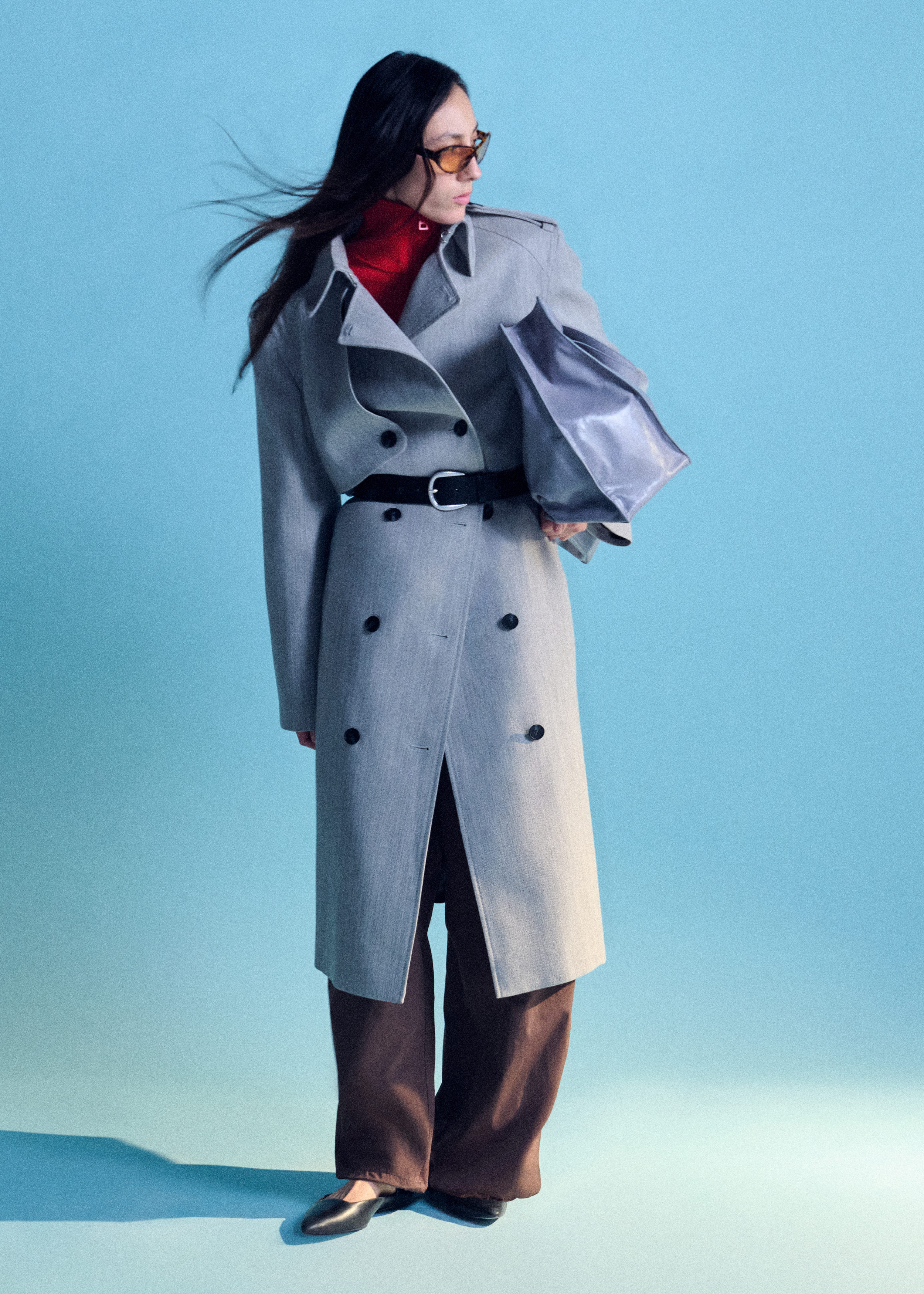 & Other Stories COTTON-WOOL TIE-BELT TRENCH COAT