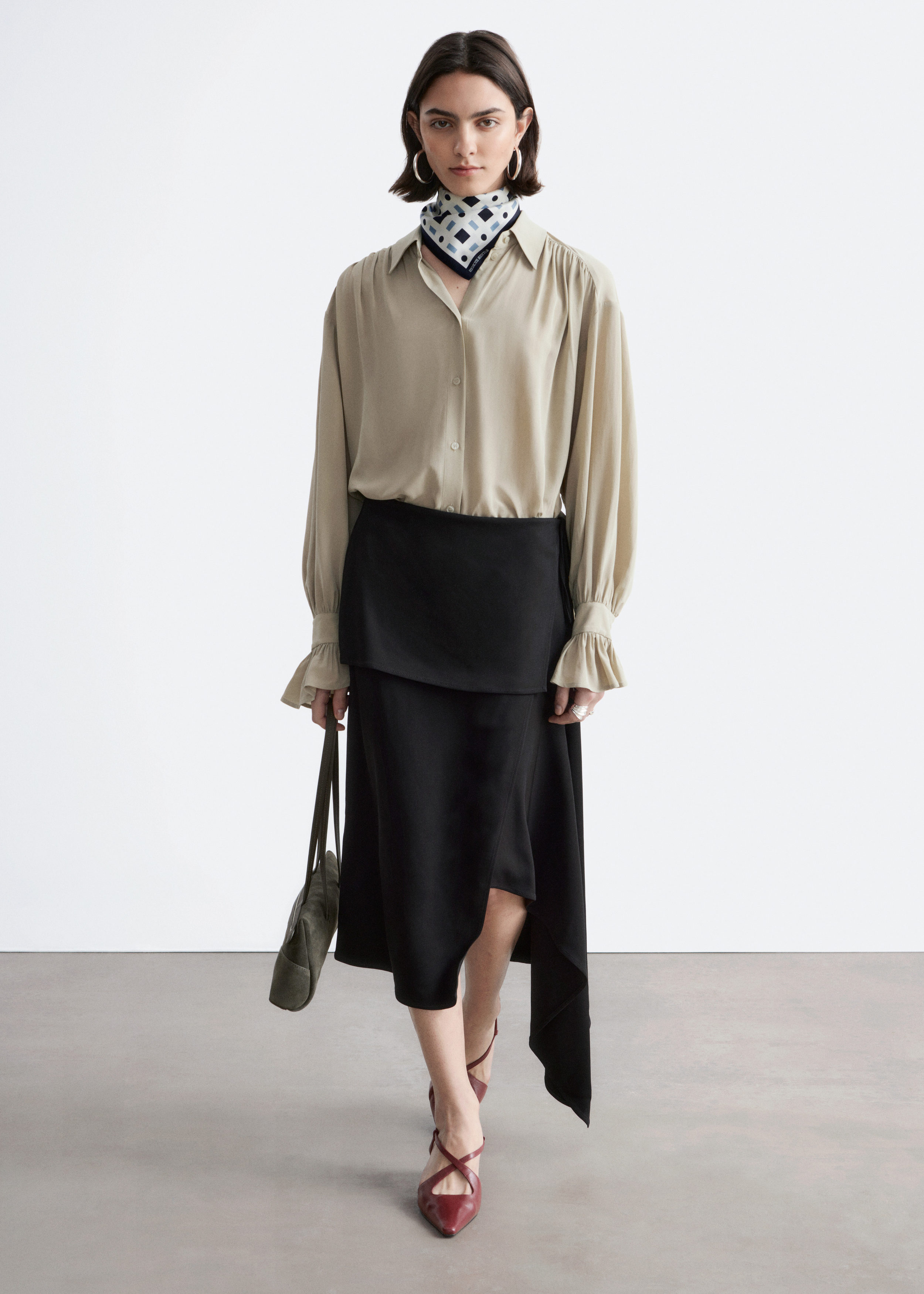 & Other Stories TIE-BACK GATHERED BLOUSE