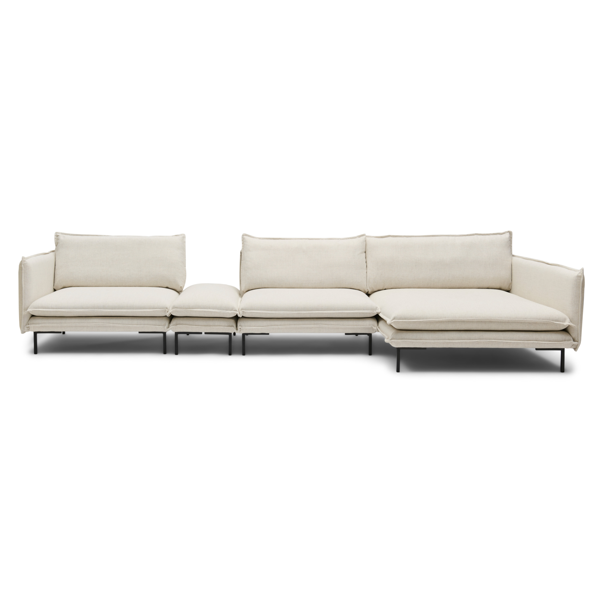 Hoekbank inclusief hocker Twin essence champagne rechts