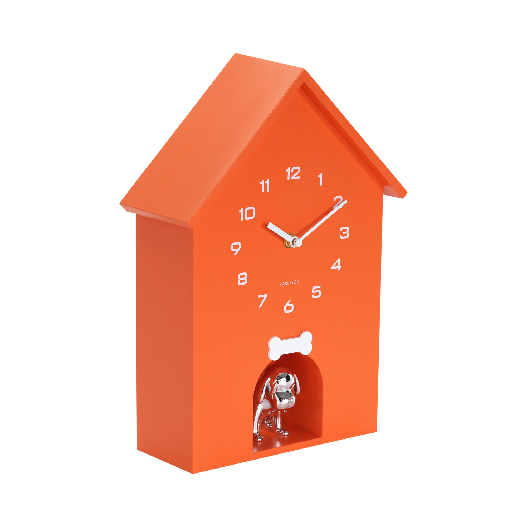 Wandklok Dog House Helderoranje