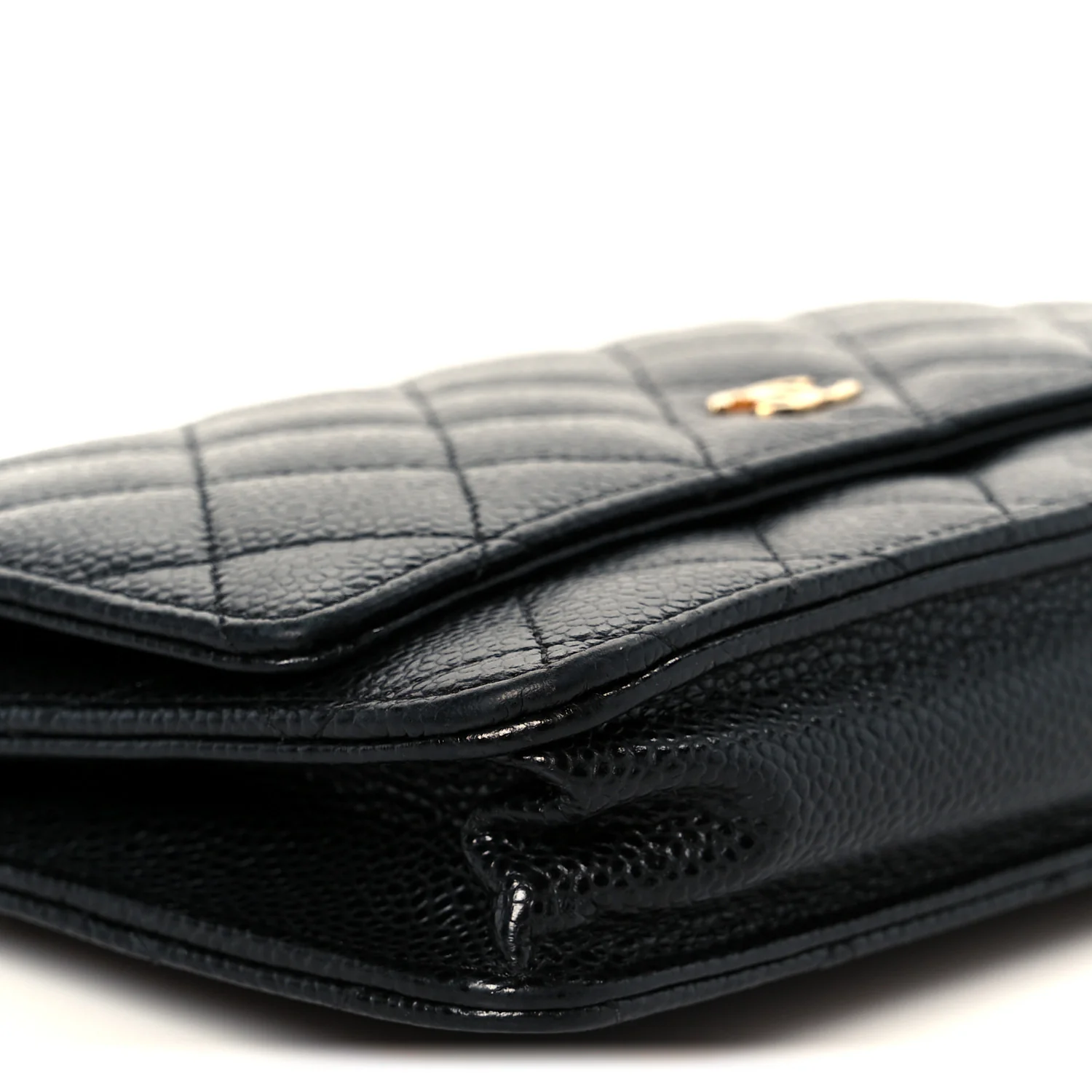 Caviar Quilted Wallet On Chain WOC Black - Top Club