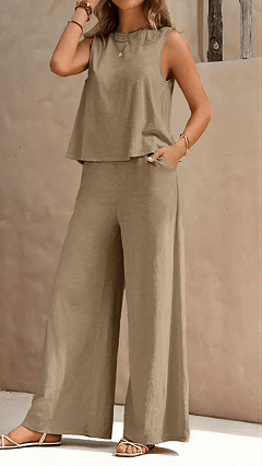 Women's  Sleeveless Cotton-Blend Two-Piece Set - Nordfashionstorm - Women's Clothing, Fashion for You - Nordfashionstorm.com